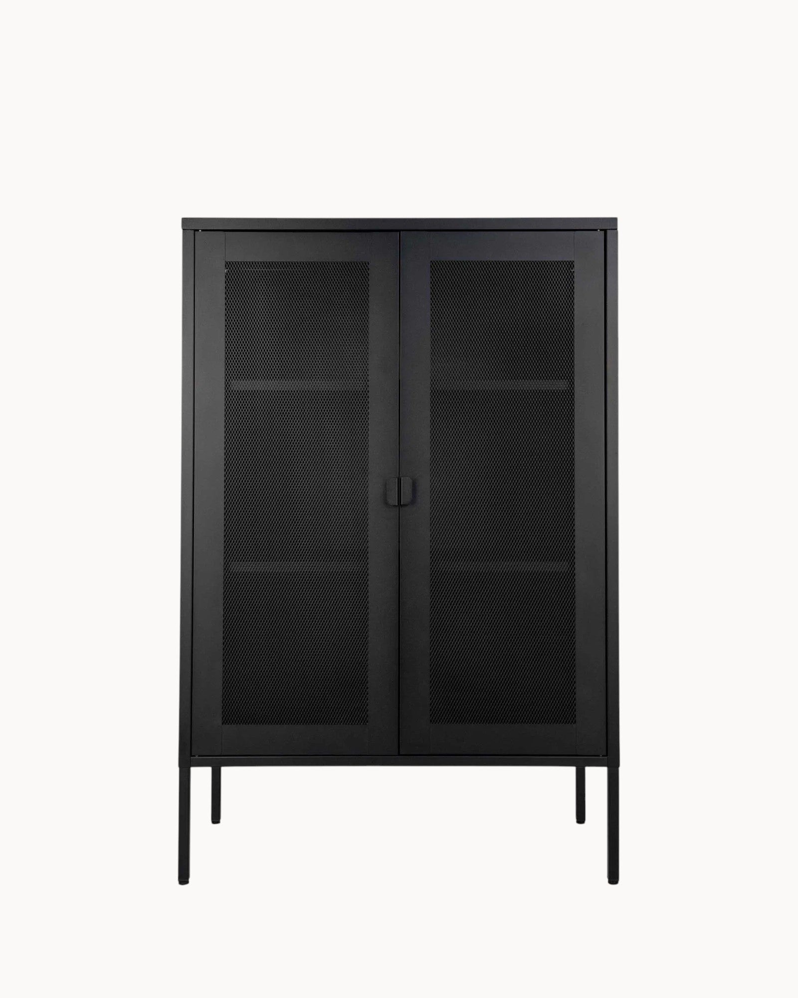 Metal Cabinet with Mesh Doors - Black - 80x40x120 cm - Industrial