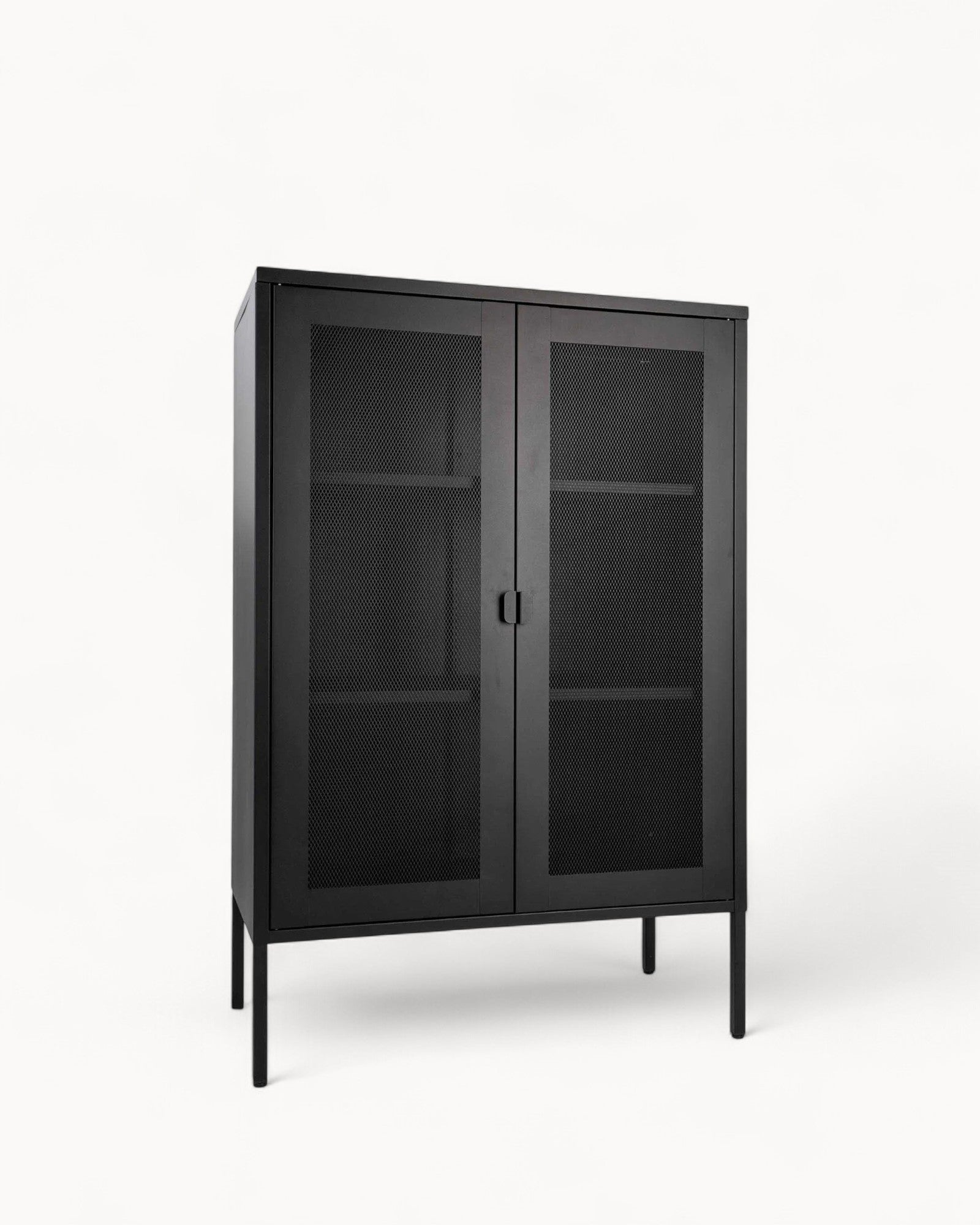 Metal Cabinet with Mesh Doors - Black - 80x40x120 cm - Industrial