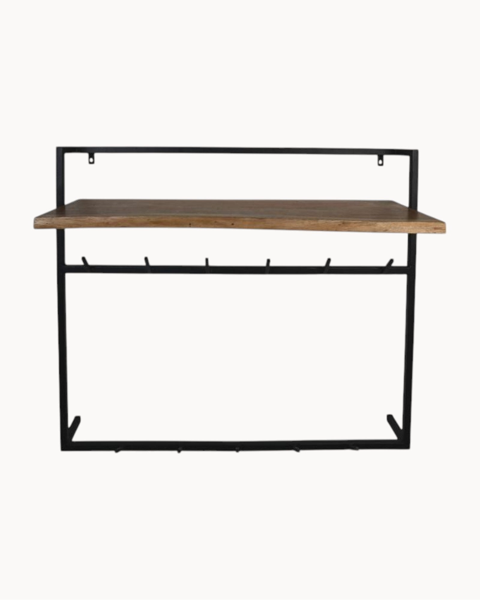 HSM Collection - Wall Coat Rack - Acacia Wood Natural/Black - 100x30x80cm