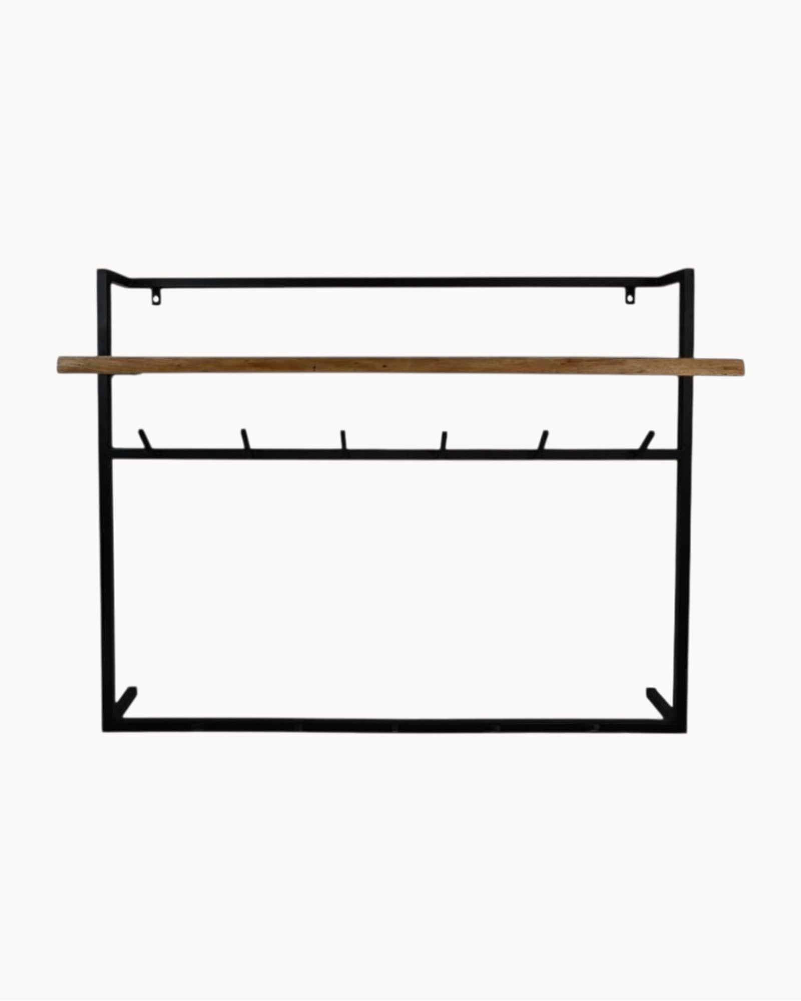 HSM Collection - Wall Coat Rack - Acacia Wood Natural/Black - 100x30x80cm