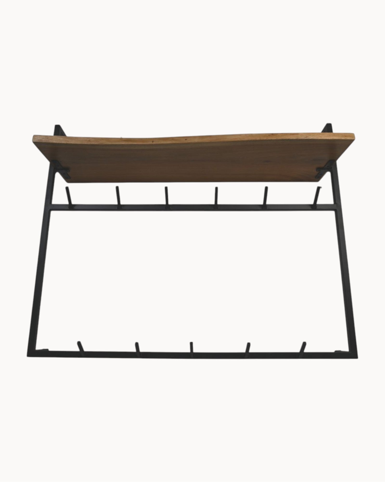 HSM Collection - Wall Coat Rack - Acacia Wood Natural/Black - 100x30x80cm