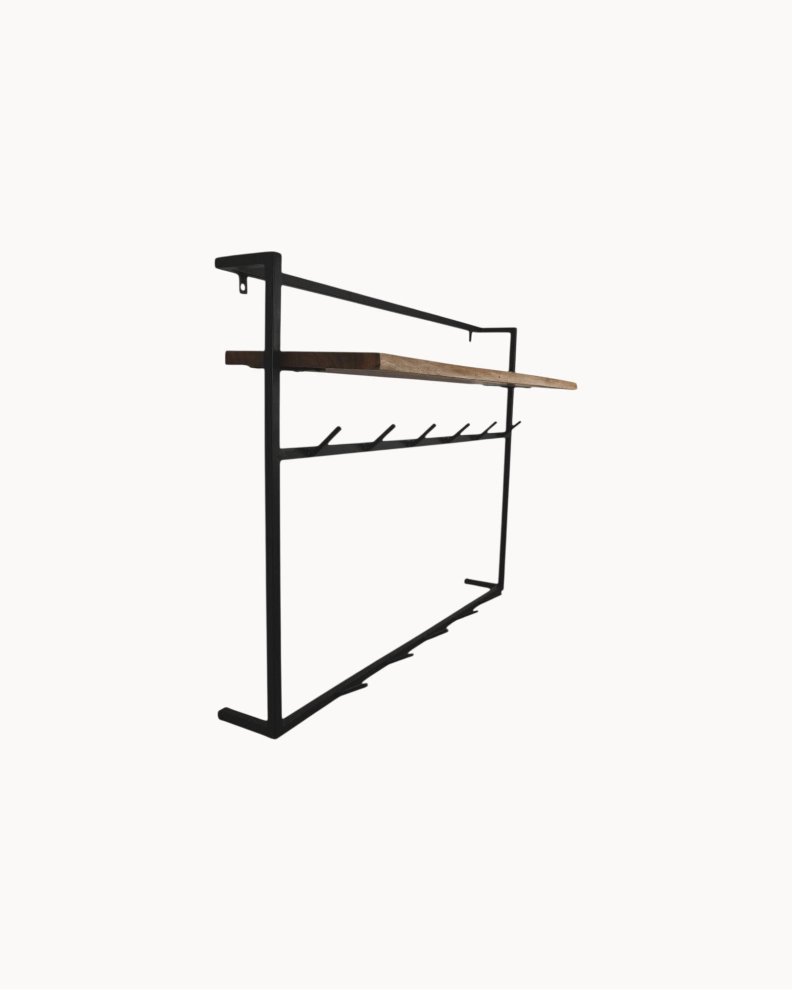 HSM Collection - Wall Coat Rack - Acacia Wood Natural/Black - 100x30x80cm