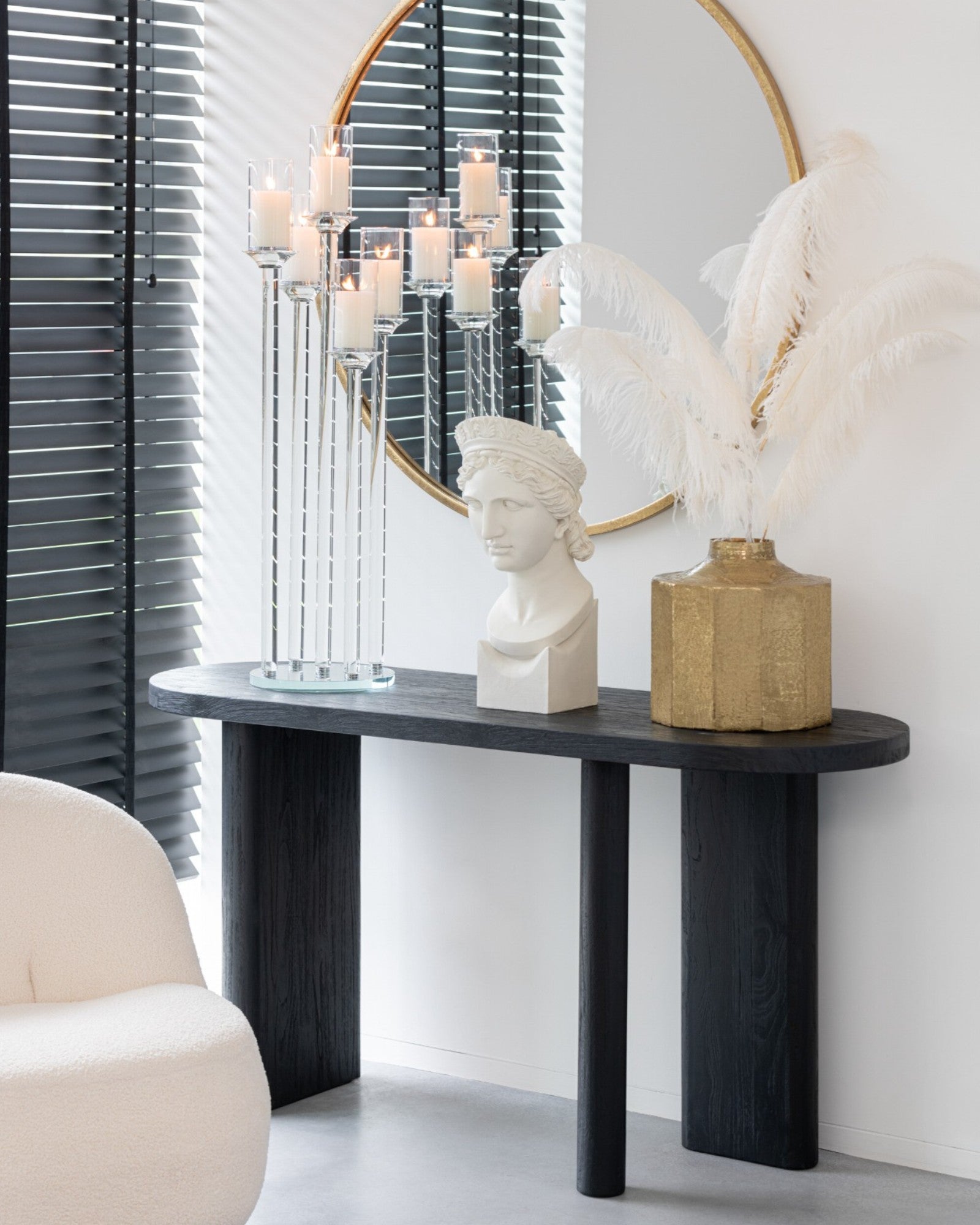 Wooden Table - Modern black - Teak Look - 150x50 cm - Robust Quality