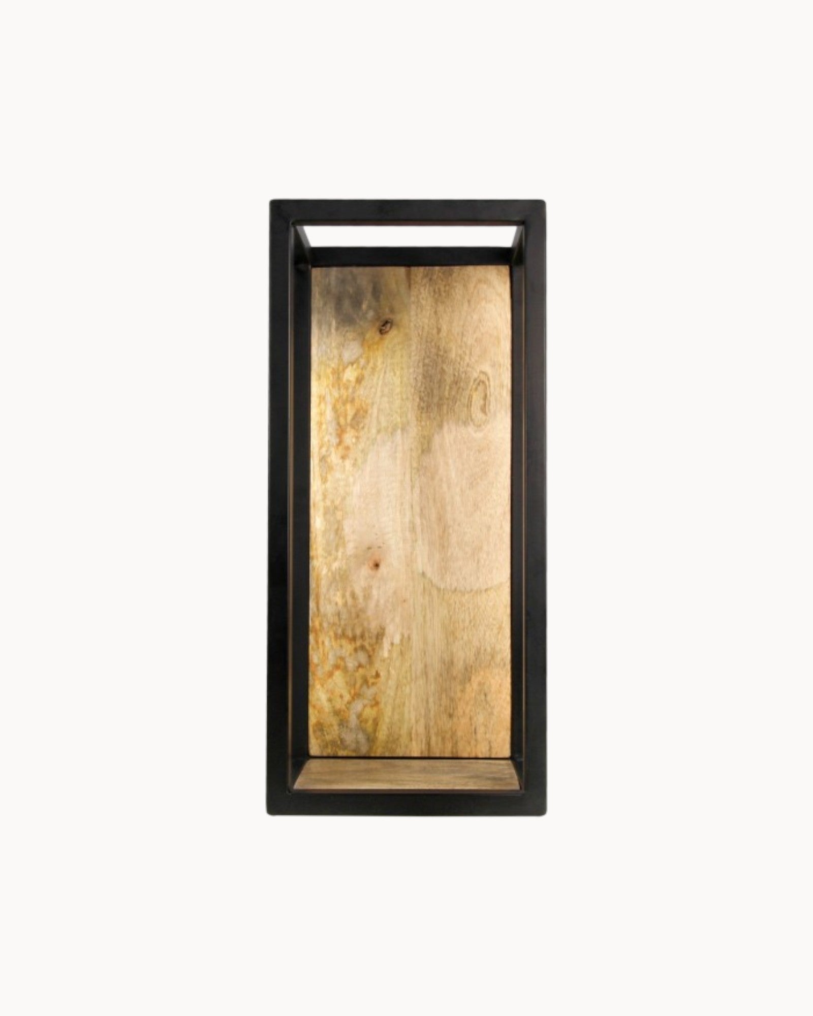 Levels Wandplank - Mangohout/Metaal - Natuurlijk/Zwart - 25x18x55 cm