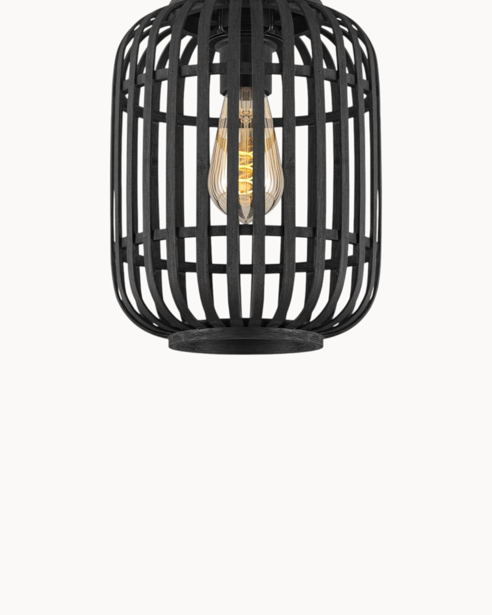 Ceiling Lamp – Black Bamboo Shade – 21.5x30cm – Minimalist Design