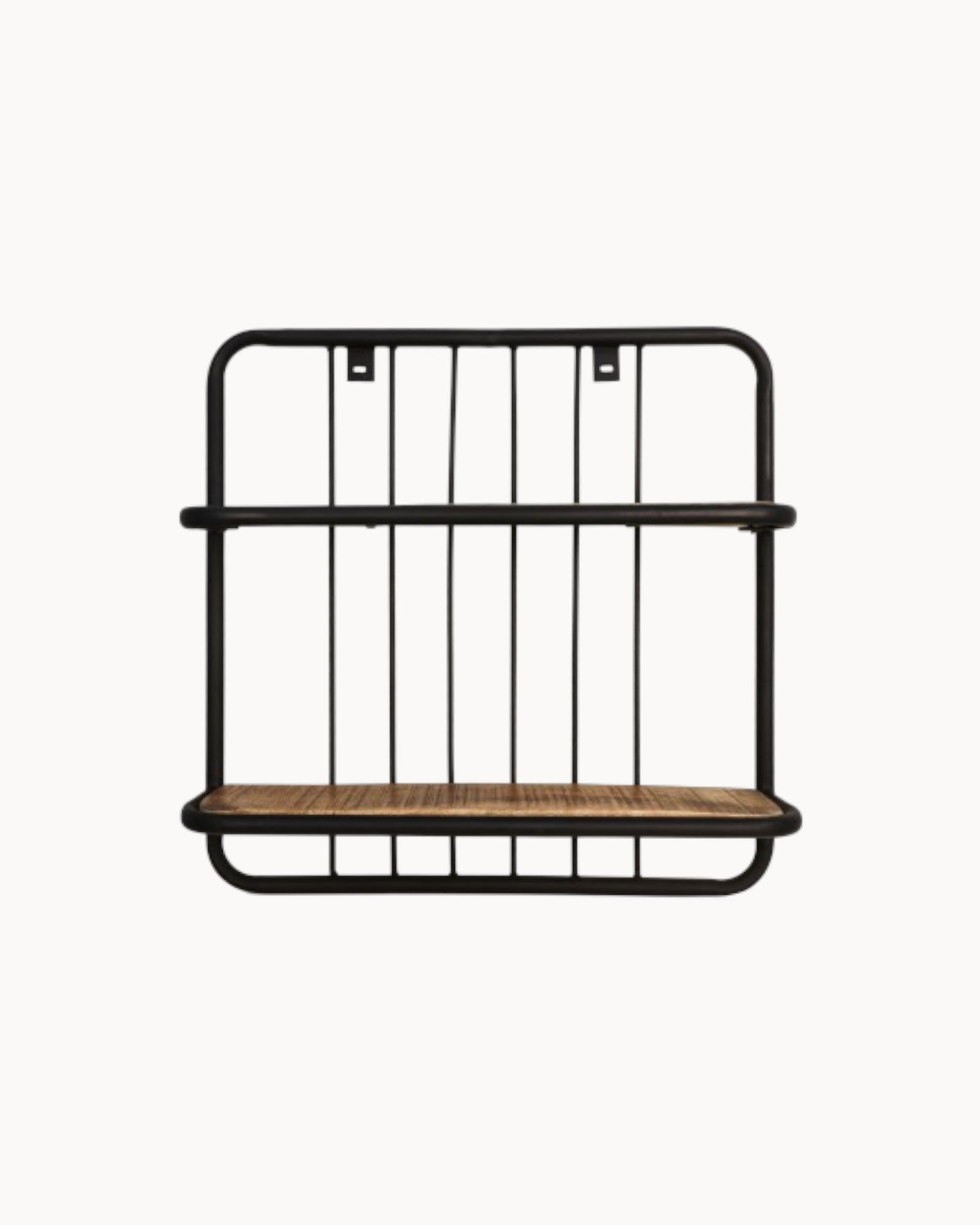 Wandplank – HSM Collectie – Mangohout & Metaal – 50x12x50 cm – Naturel/Zwart