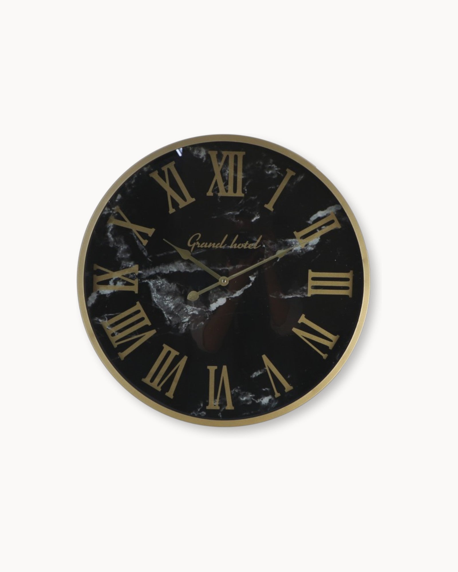 HSM Collection - Wall Clock Marseille Black-Gold - ø50 cm - Metal & Marble Look