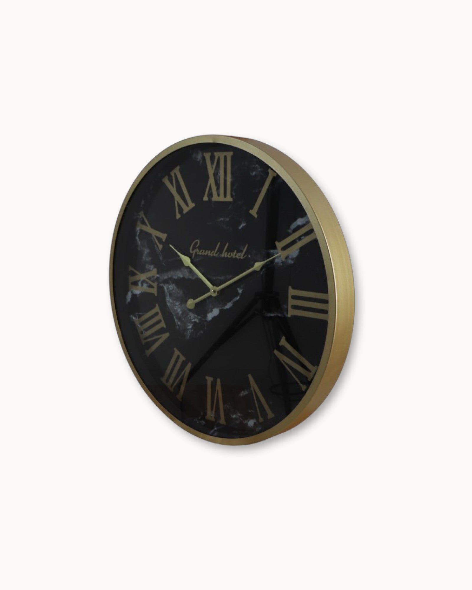 HSM Collection - Wall Clock Marseille Black-Gold - ø50 cm - Metal & Marble Look