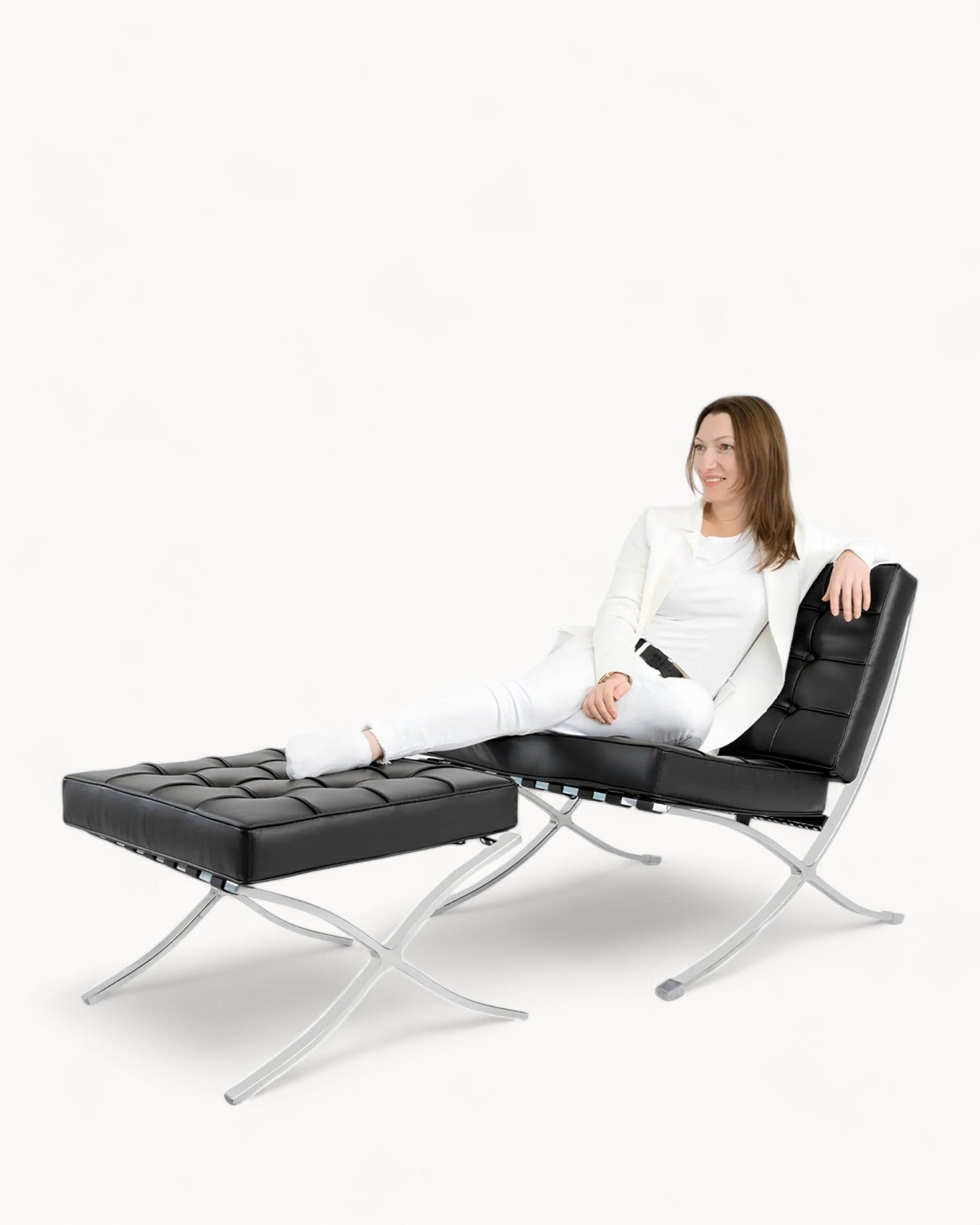 Black artificial leather with foot rest