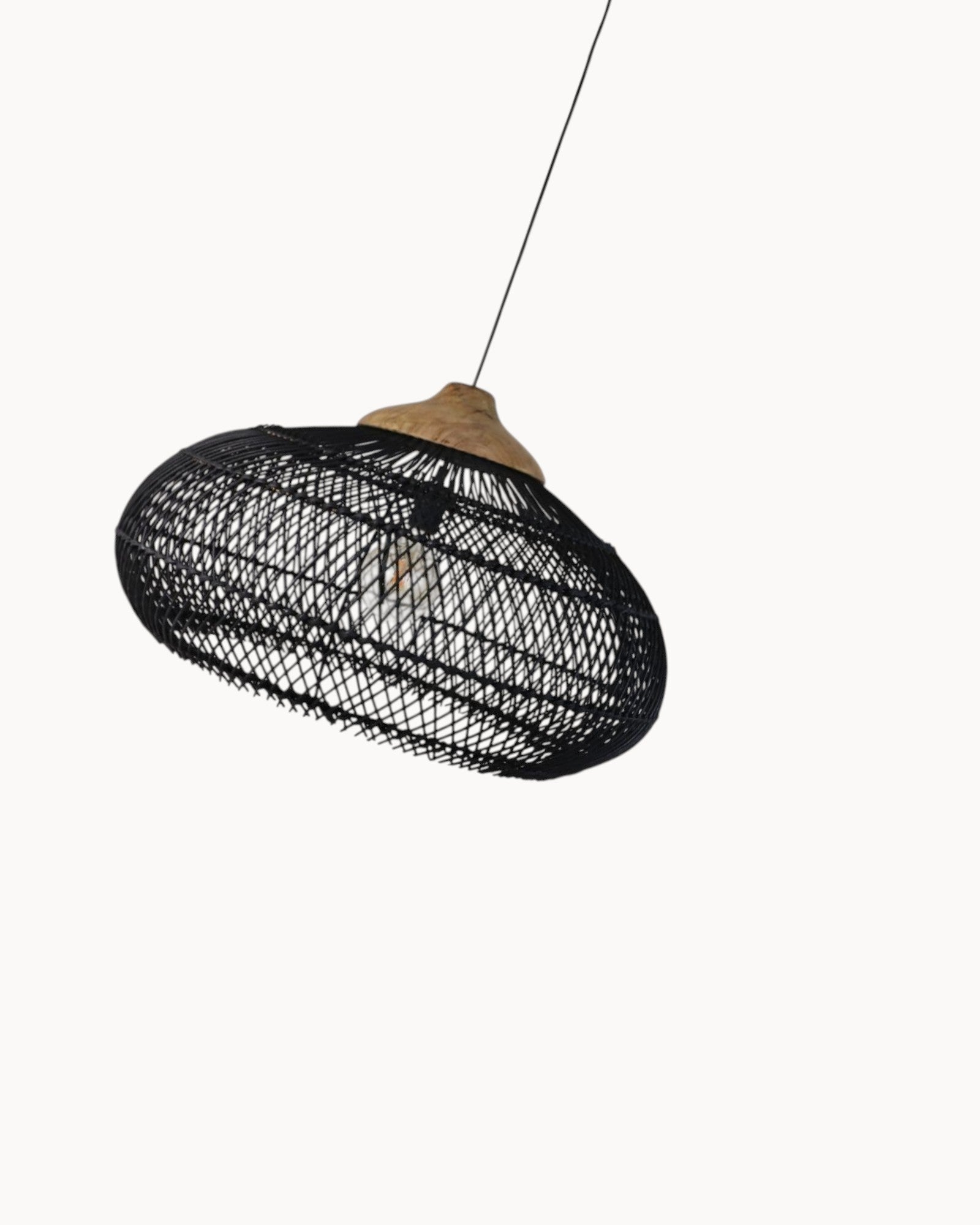 Hanging Lamp Rattan Teak - HSM Collection - Black/Natural - 65 cm