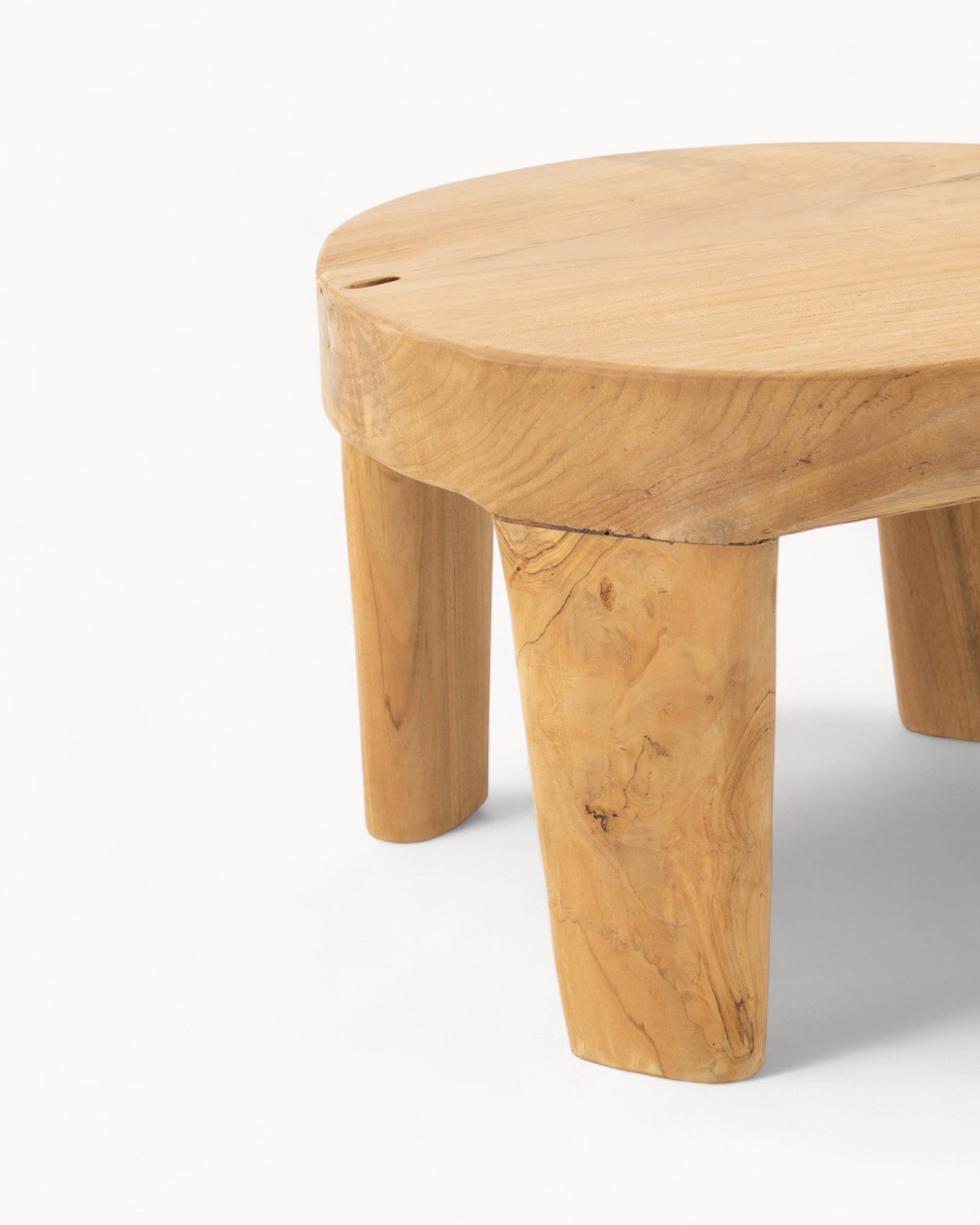 Table Set - Natural Teak Wood - Round Nesting Tables - Indoor Use - 2 Pieces