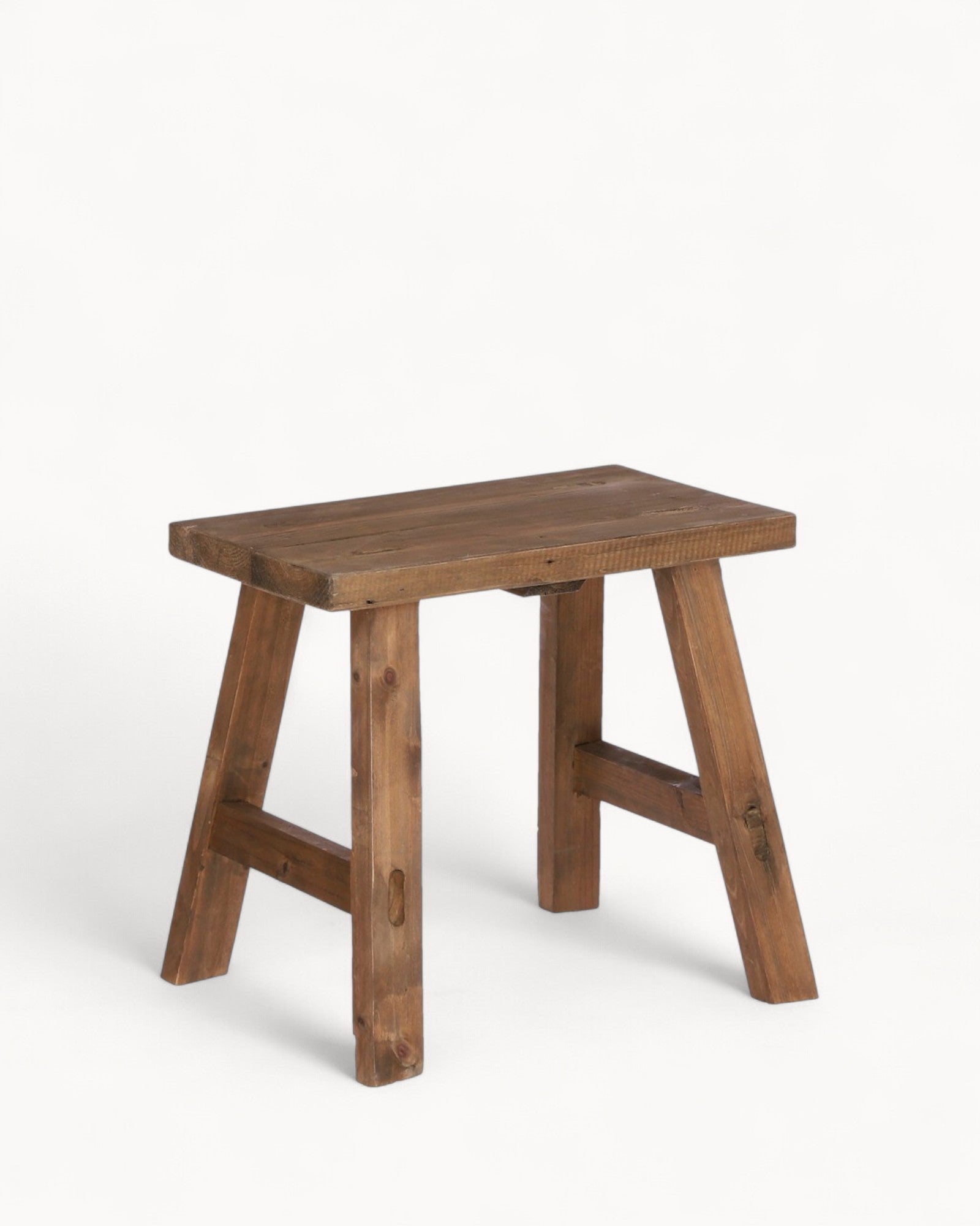 Mica Decoraties Houten Kruk Bruin - Gerecycled Hout - 38x29x34 cm