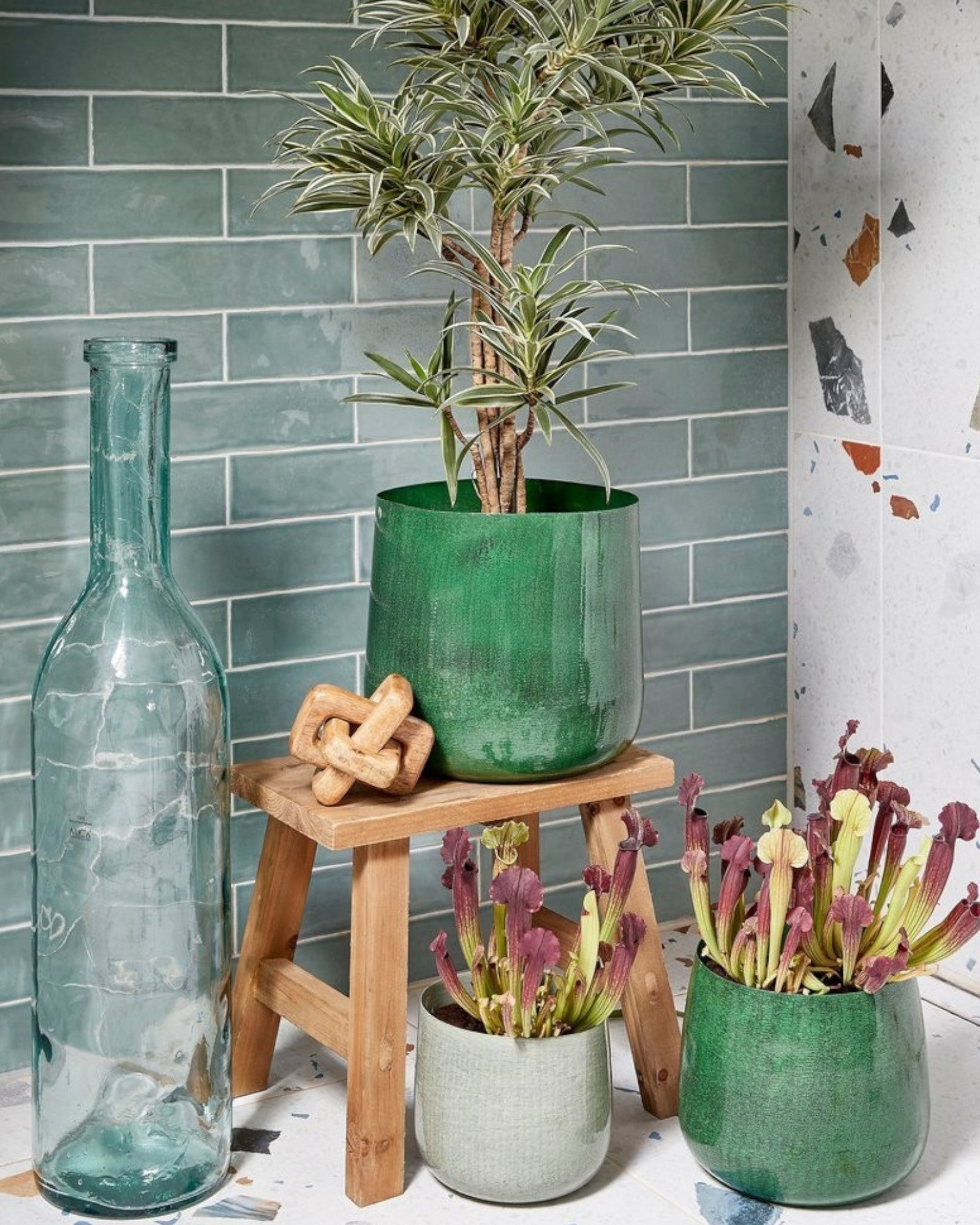 Mica Decoraties Houten Kruk Bruin - Gerecycled Hout - 38x29x34 cm