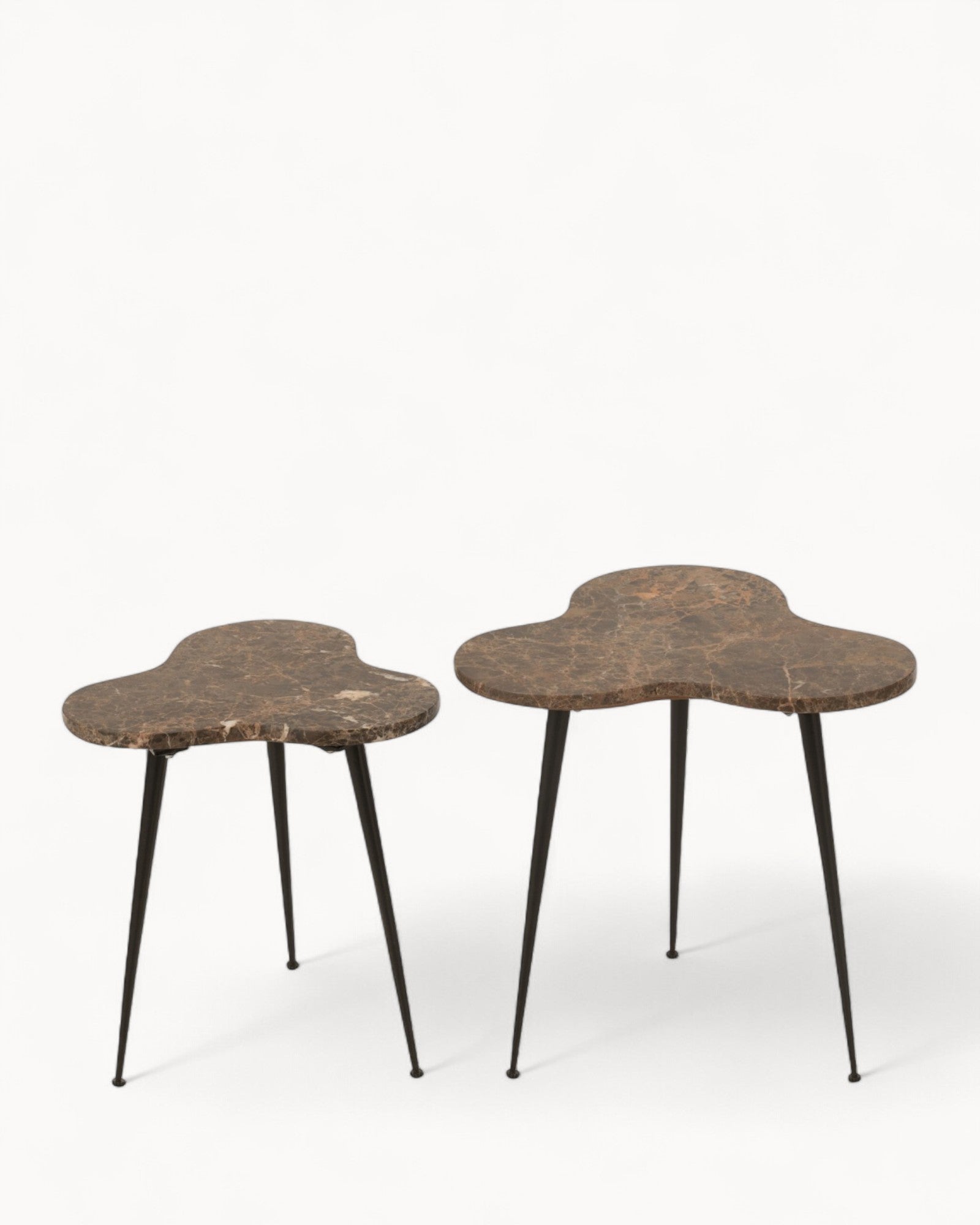 J-Line – Side Table Set of 3 – Marble and Metal – Brown Black – Nesting