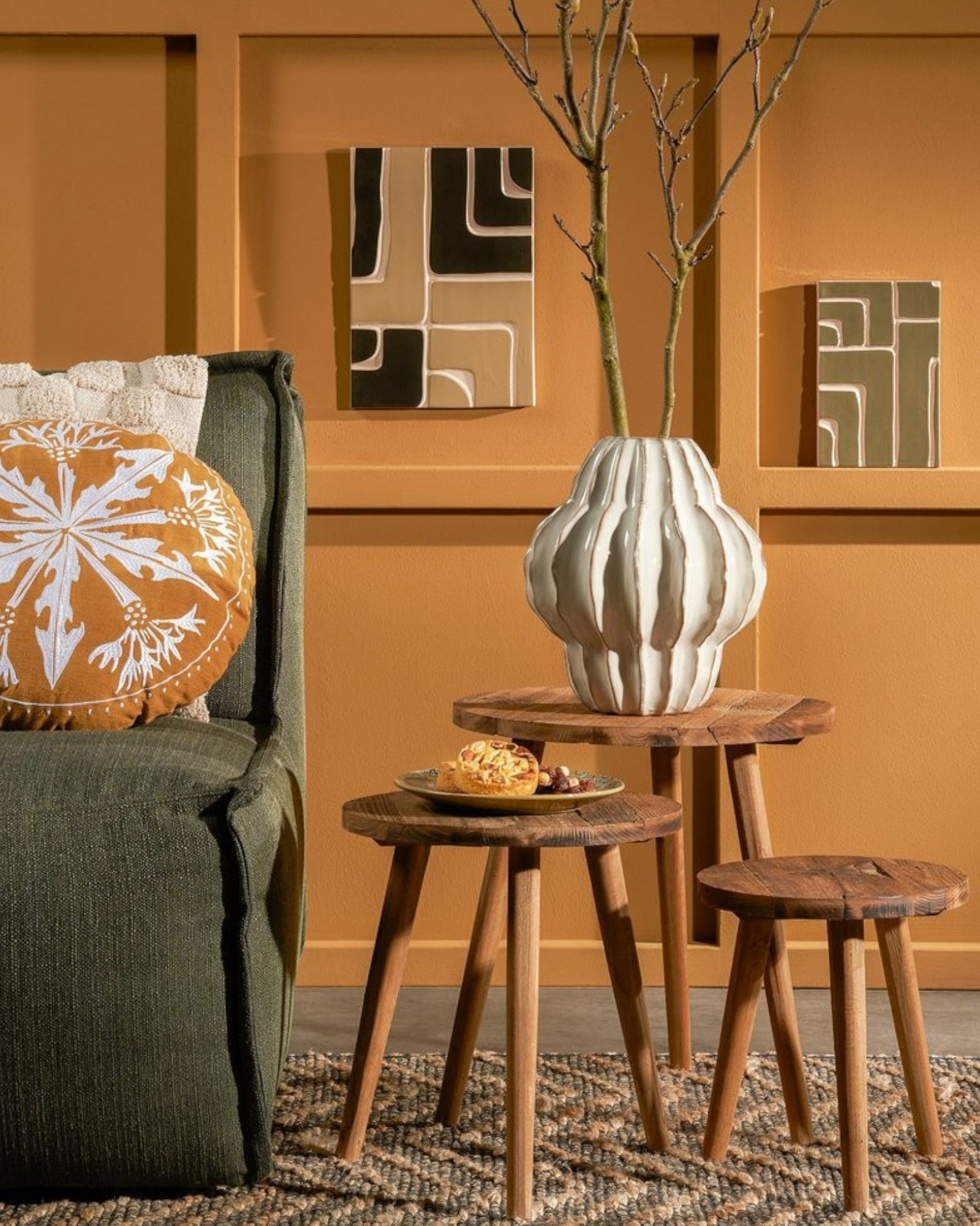Houten bijzettafel – Rond Ø33 cm – Bruin – Natuurlijk design – Ø33 cm