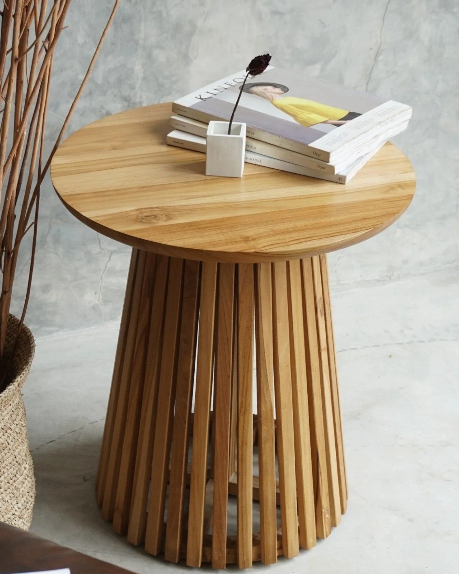 Round Side Table - Natural Oak Veneer - ø40x50 cm - Wood Design
