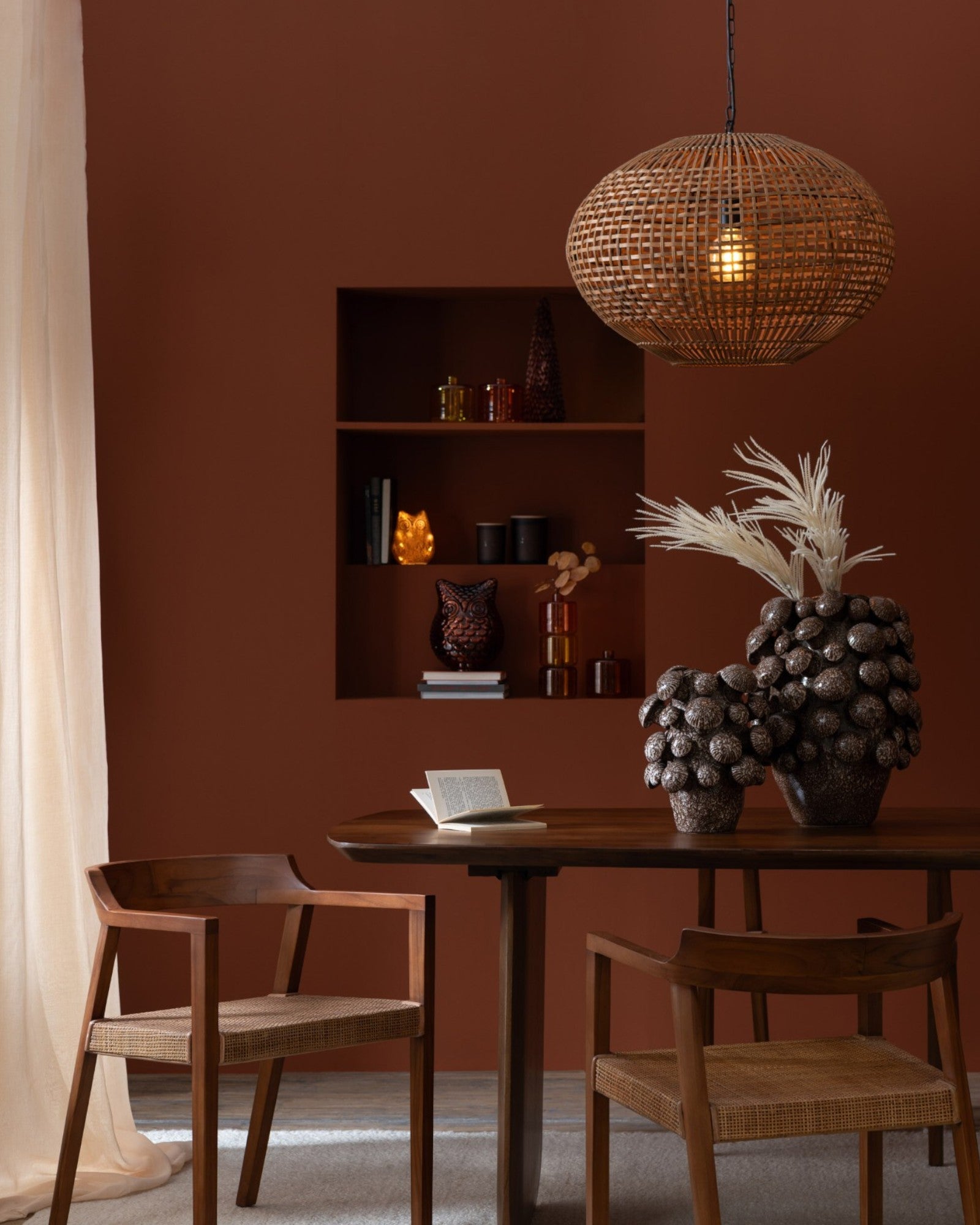 J-Line – Hanging Lamp – Natural Rattan & Metal – 59cm – E27 Socket