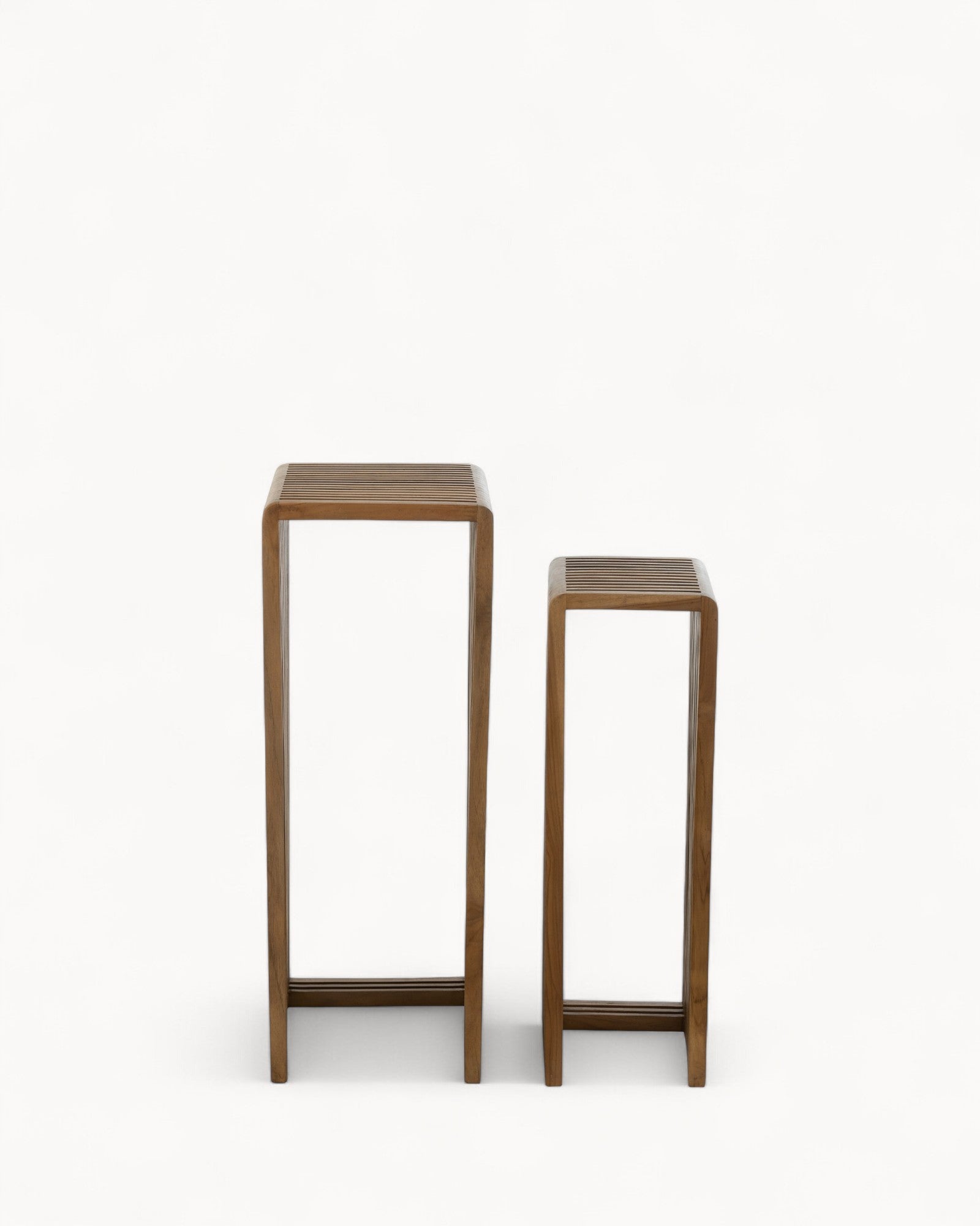 J-Line – Set of 2 Side Tables – Recycled Teak, Natural Wood, Cubic Design