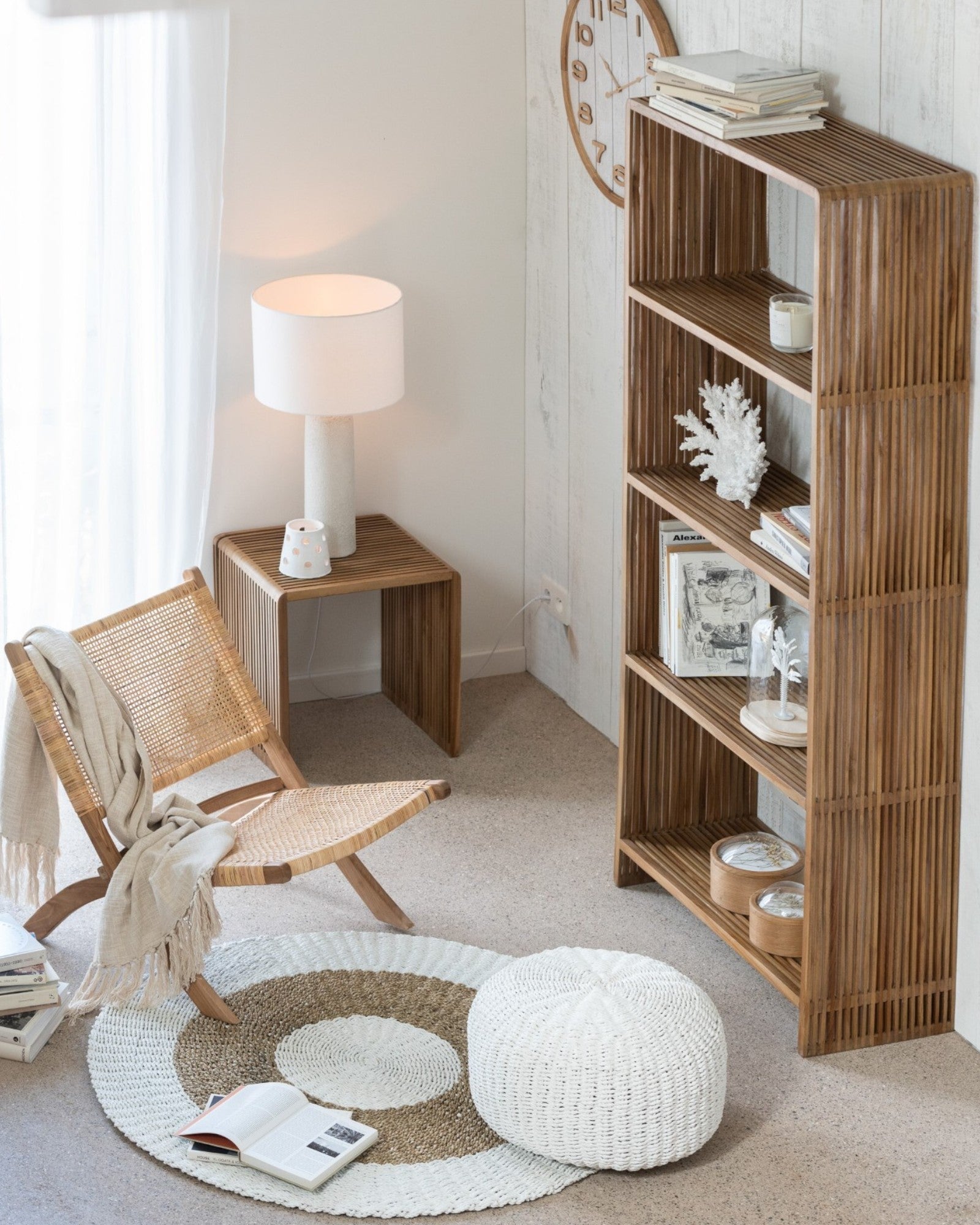 J-Line - Bookcase 4 Shelves - Recycled Teak - Natural Wood - 190cm