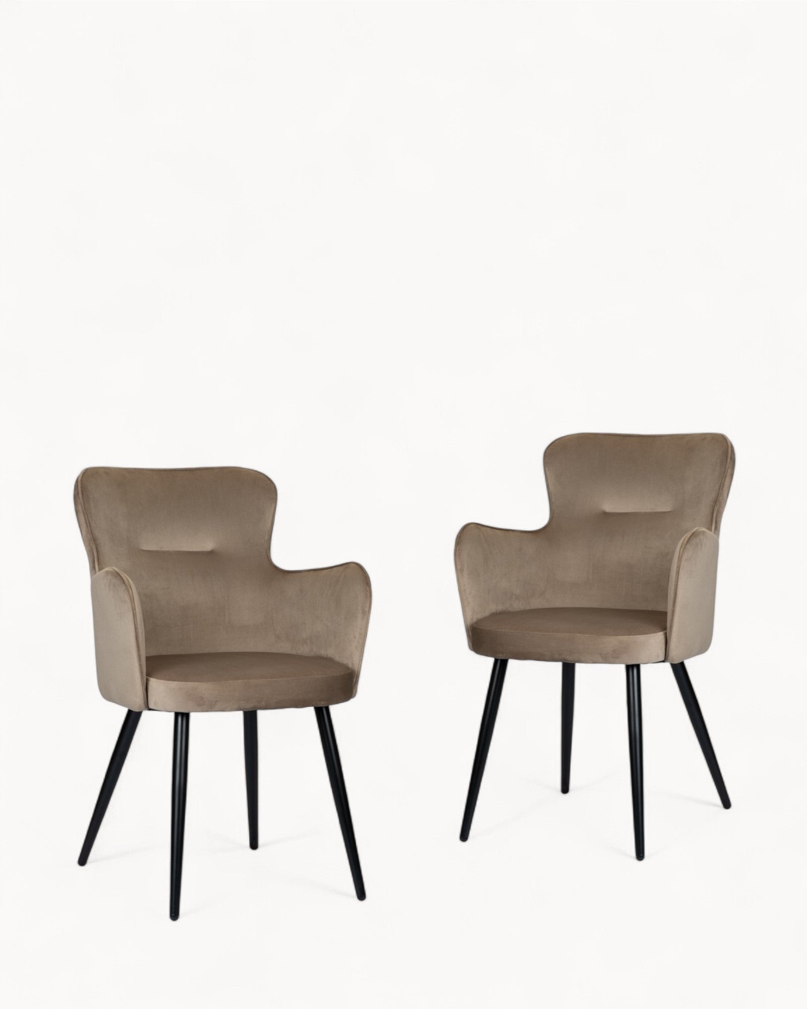 Soft Arc Dining Chair - Set of 2 - Sand White - Fabric & Steel