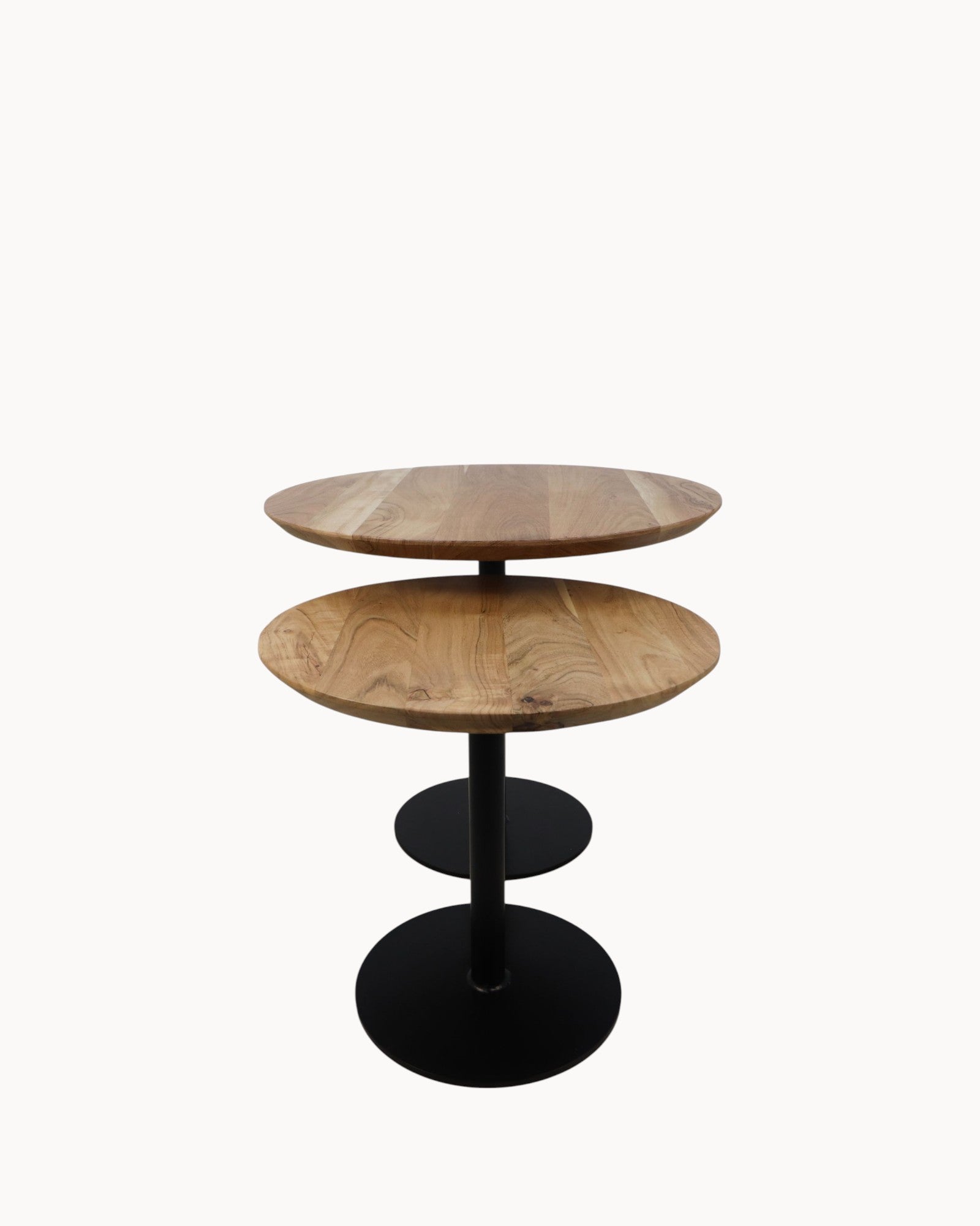 Round Tables Zurich Set - Acacia Wood & Metal - 60 cm & 45 cm - Natural/Black