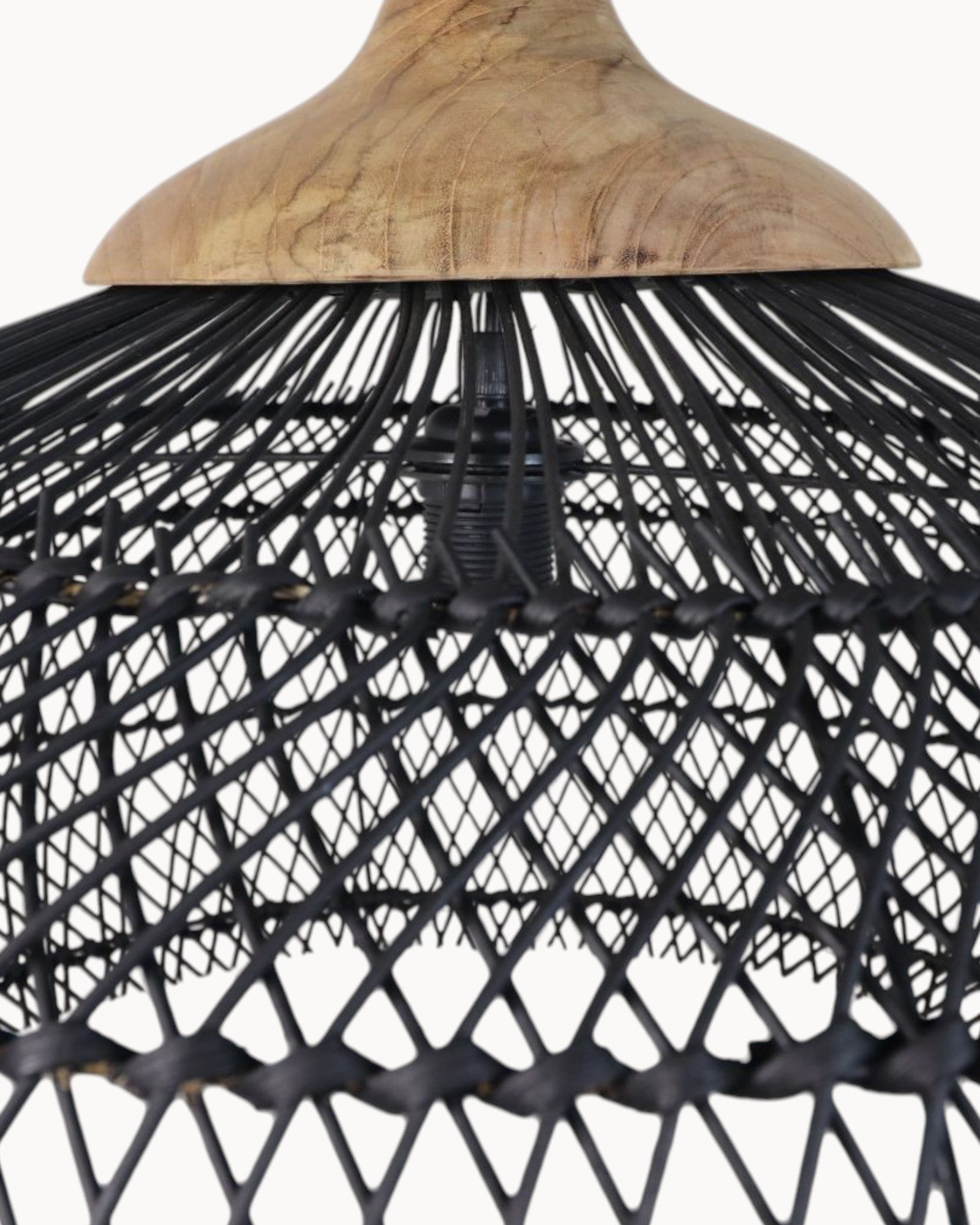 Hanging Lamp Rattan Teak - HSM Collection - Black/Natural - 65 cm