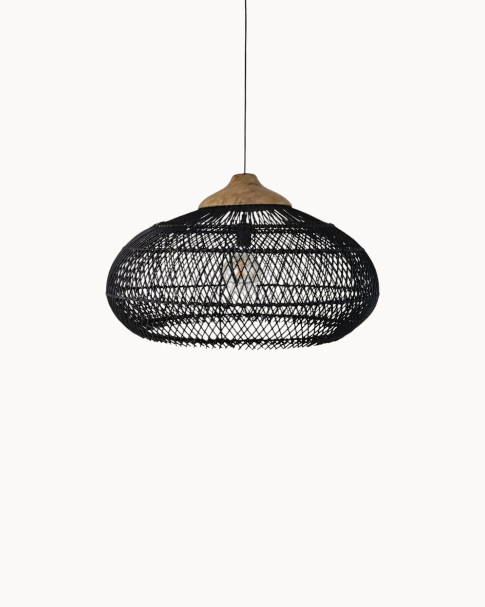 Hanging Lamp Rattan Teak - HSM Collection - Black/Natural - 65 cm