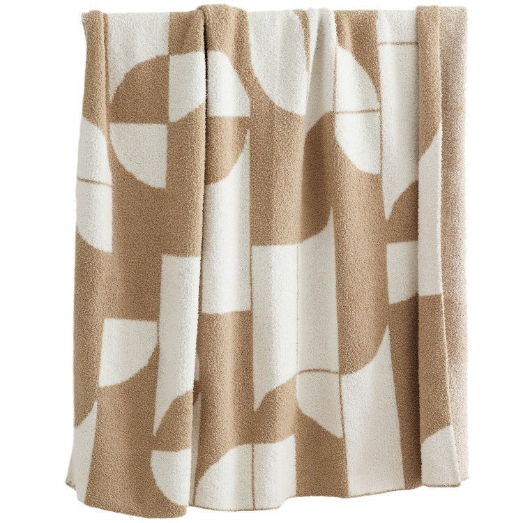 Geometric Knit Throw Blanket – Double-Sided Living Room Blanket for Stylish Interiors