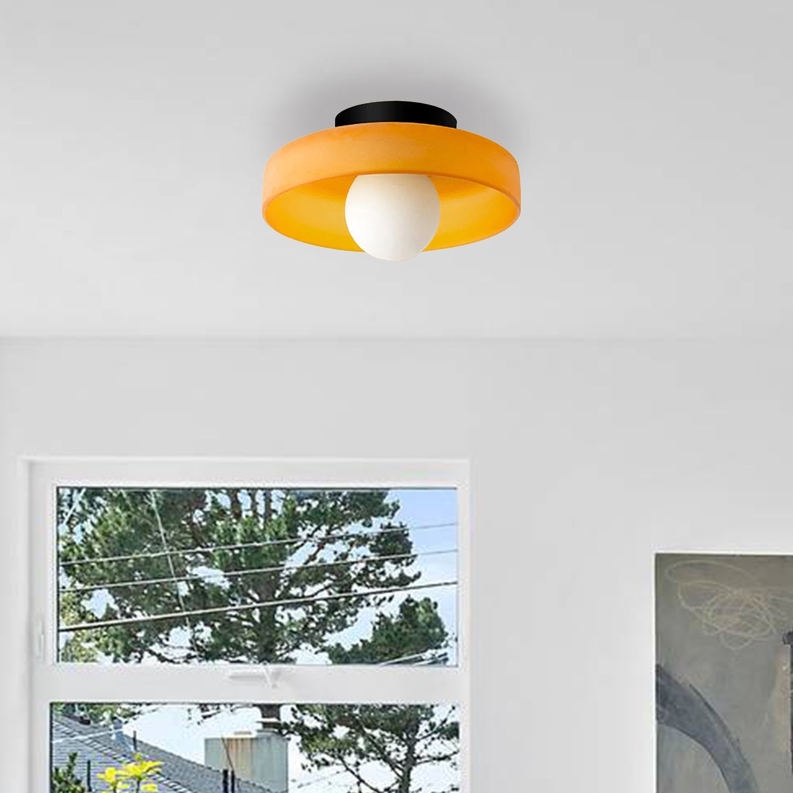Modern Ceiling Light, Amber Glass, G9 LED, 25/35 cm, 220–240V