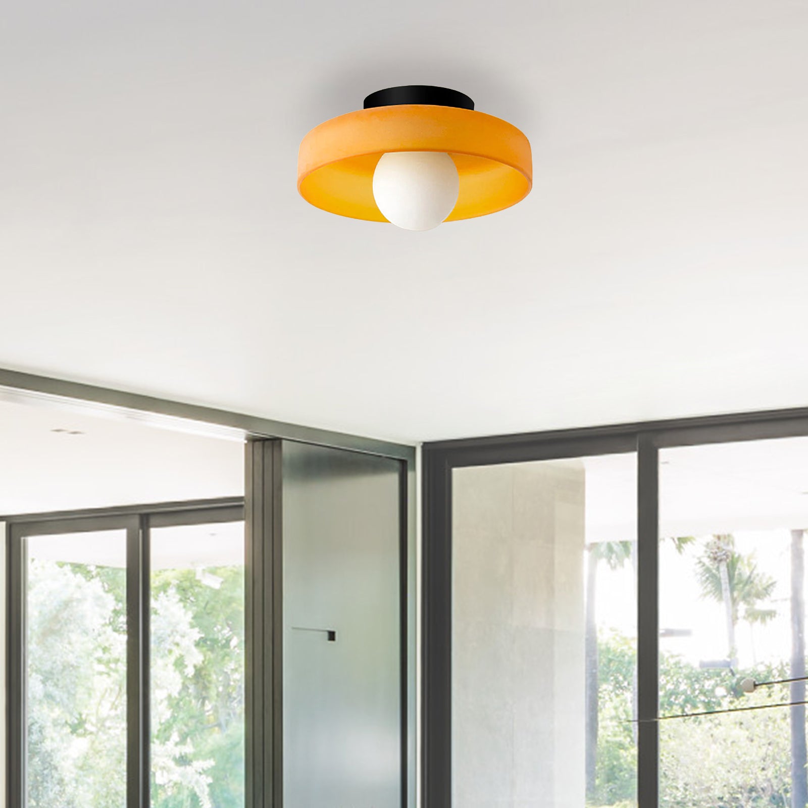 Modern Ceiling Light, Amber Glass, G9 LED, 25/35 cm, 220–240V