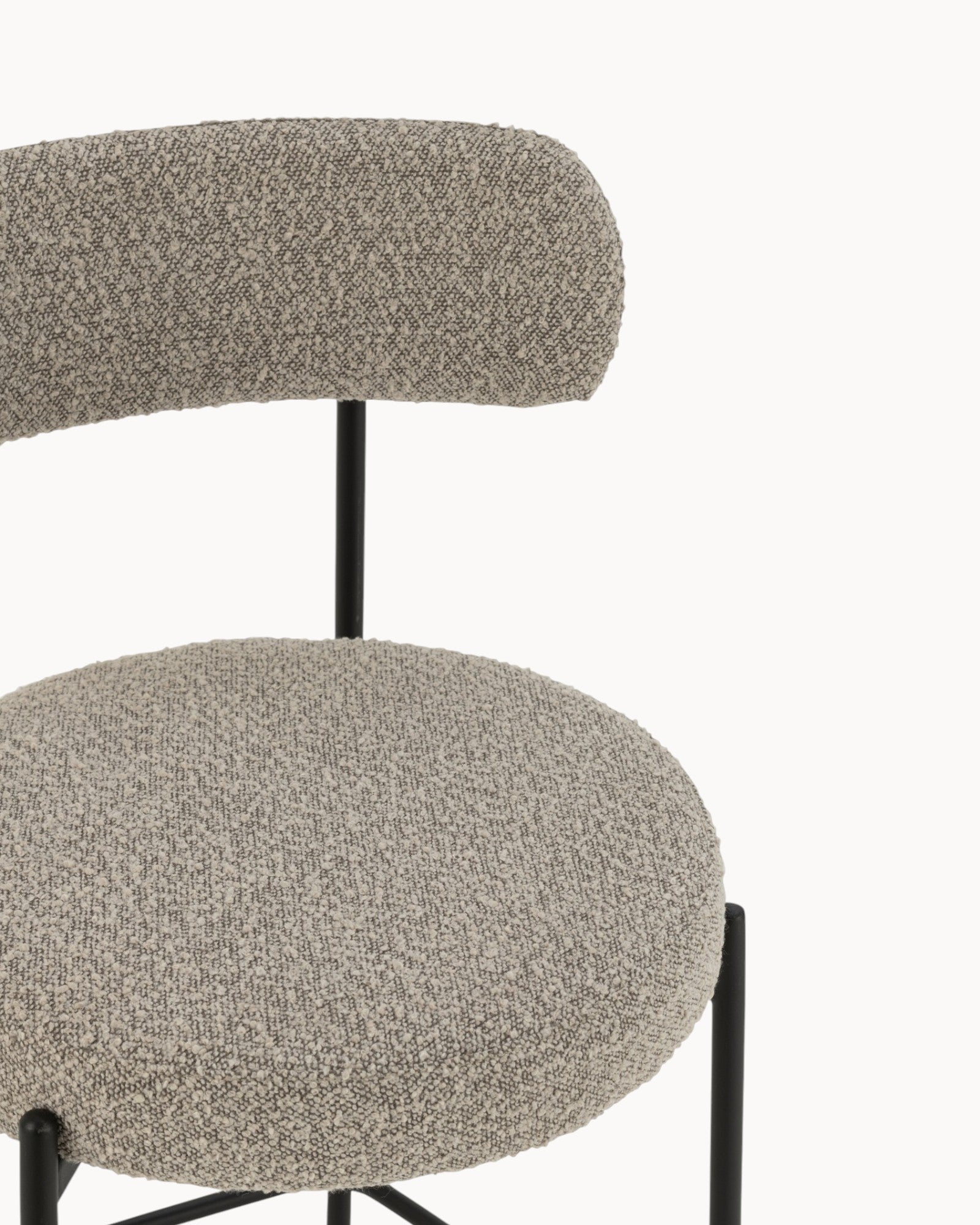 J-Line - Bar Chair - Modern Boucle Grey - Plywood & Metal Frame - 67cm