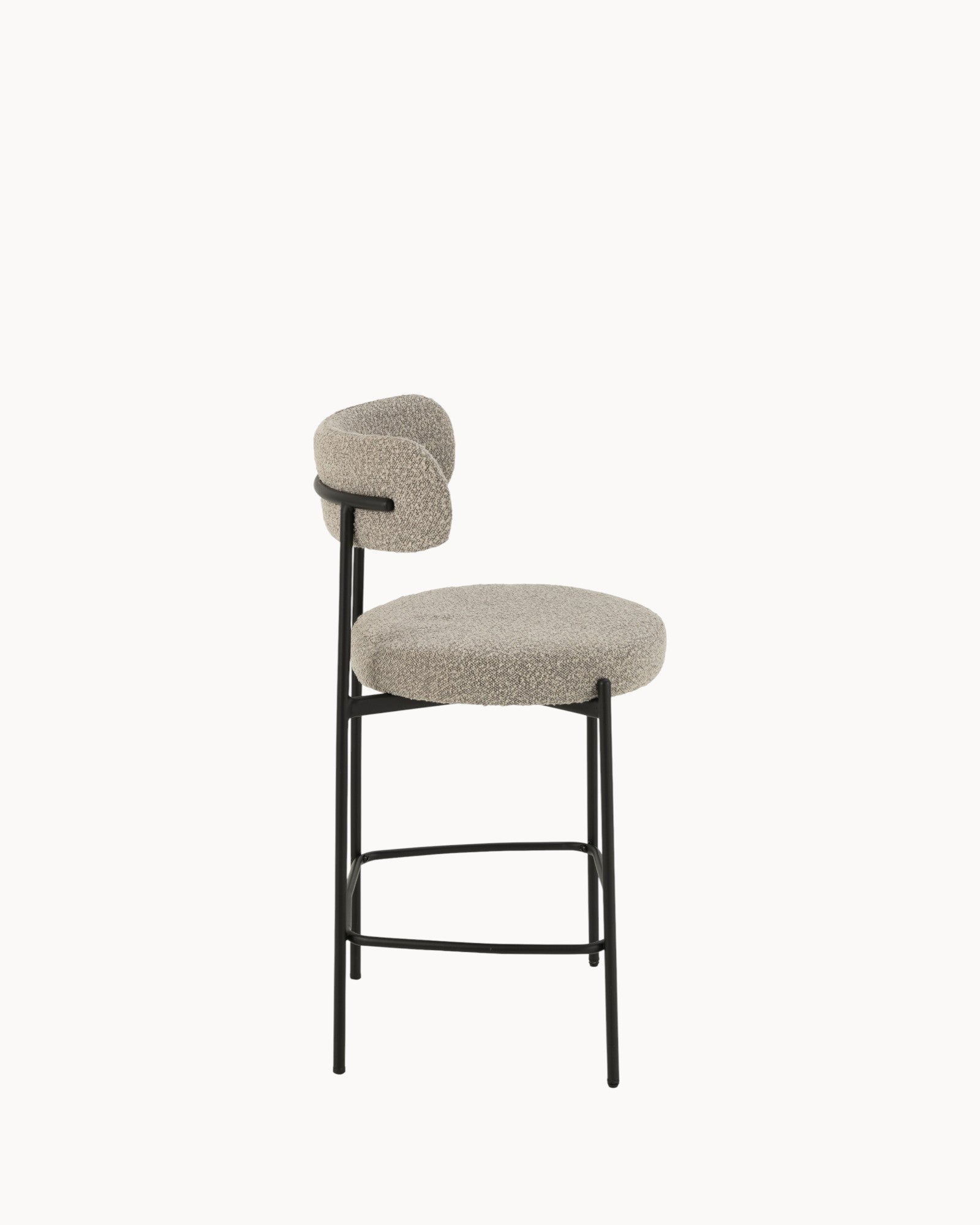 J-Line - Bar Chair - Modern Boucle Grey - Plywood & Metal Frame - 67cm