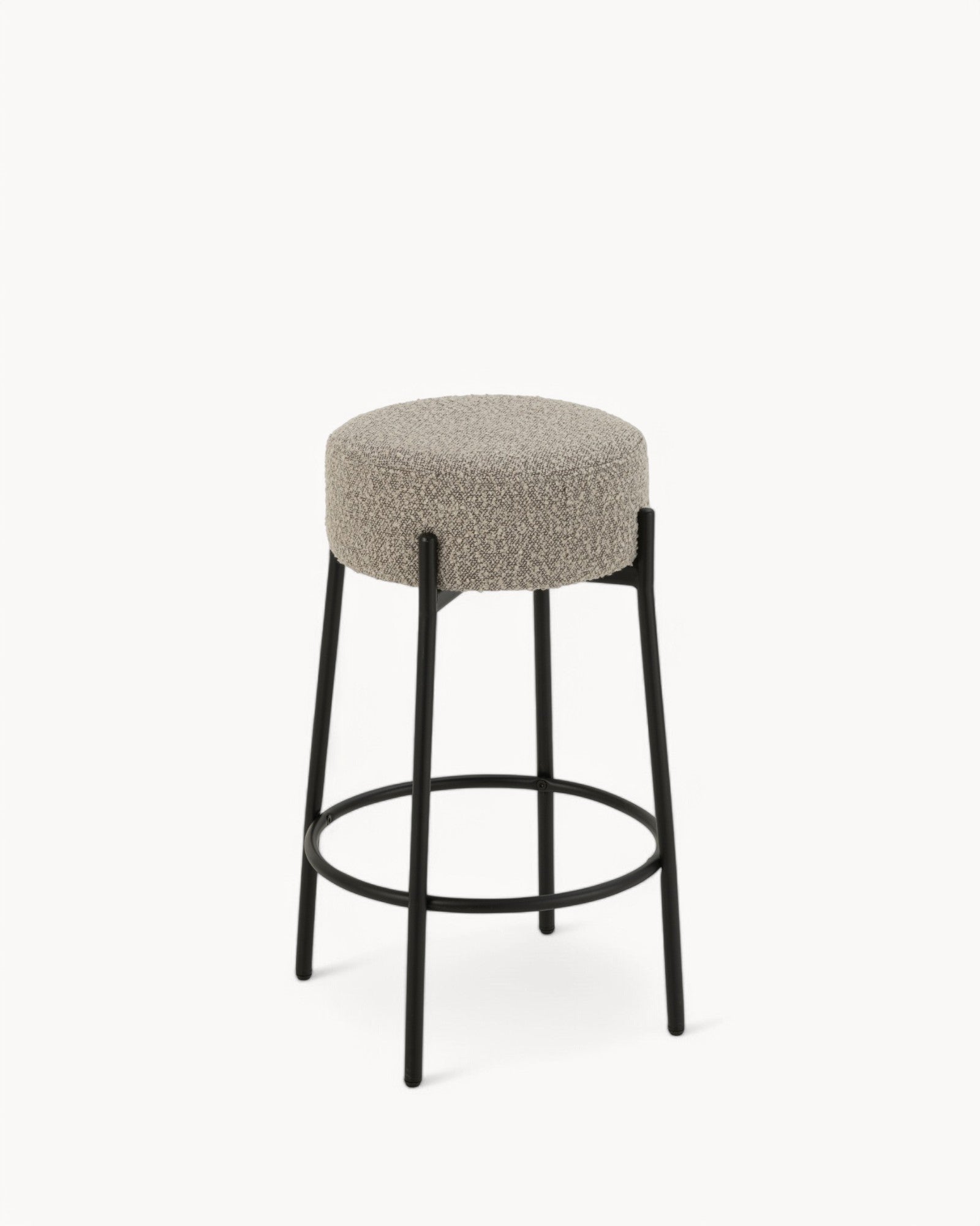J-Line – Bar Stool Boucle – Modern Grey & Black – Plywood & Polyester