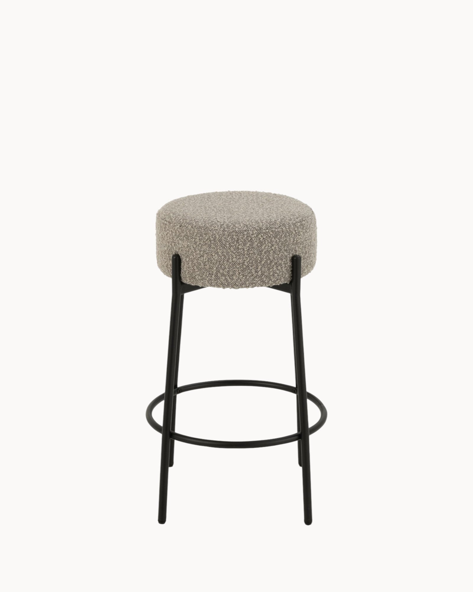 J-Line – Bar Stool Boucle – Modern Grey & Black – Plywood & Polyester