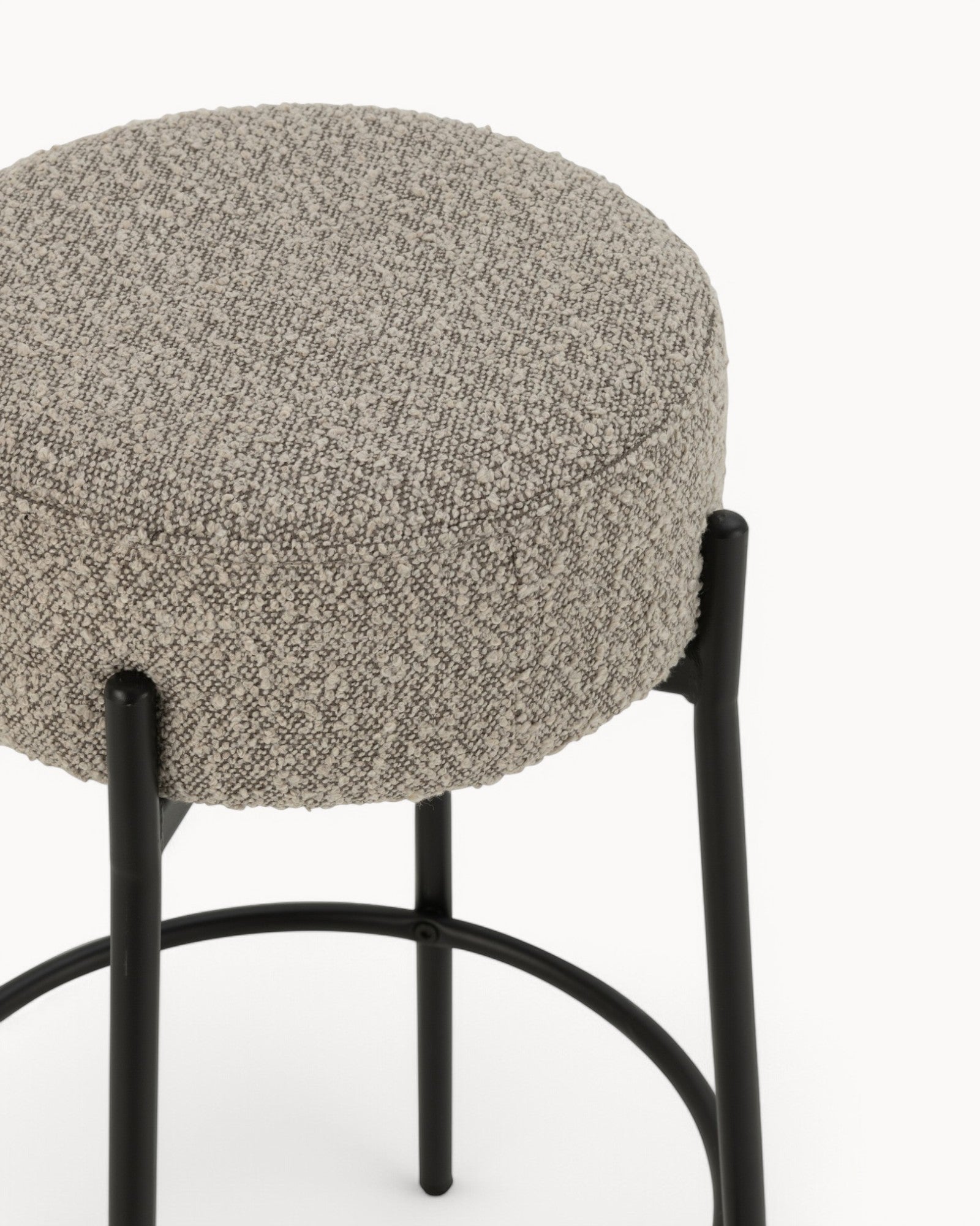 J-Line – Bar Stool Boucle – Modern Grey & Black – Plywood & Polyester