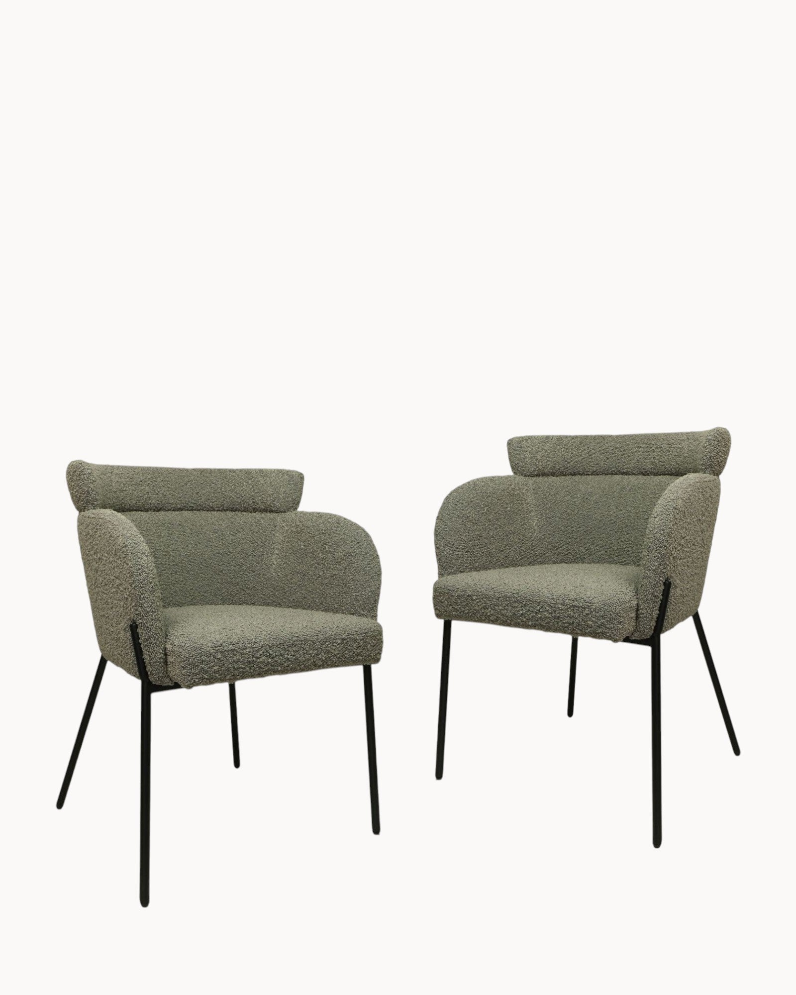 HSM Collection - Luca Eetkamerstoel, Set van 2 - Bouclé Stof - Grijs/Zwart