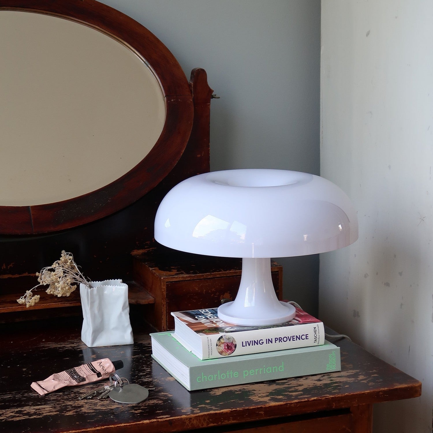 Moderne LED-Tischlampe, dimmbares Pilzdesign, warmweißes Licht, 360°-Beleuchtung, Polycarbonat, 6W, für Esszimmer und Heimdekoration