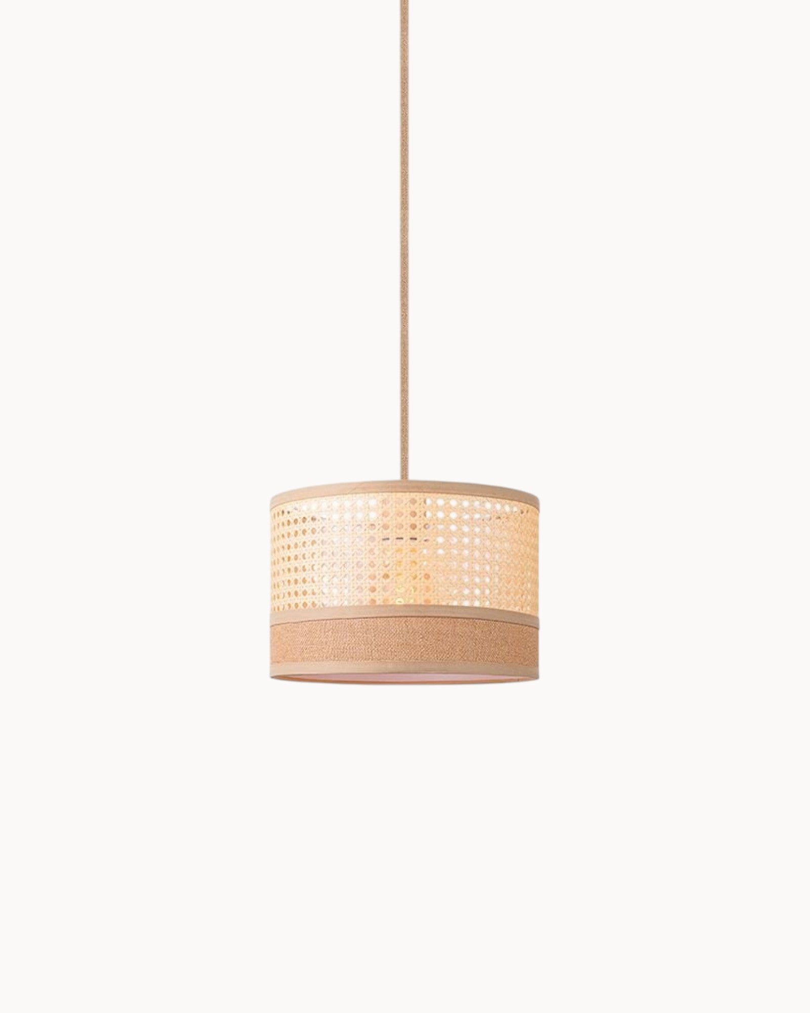 Rieten hanglamp - natuurlijk rotan & katoen - 30x30x127cm