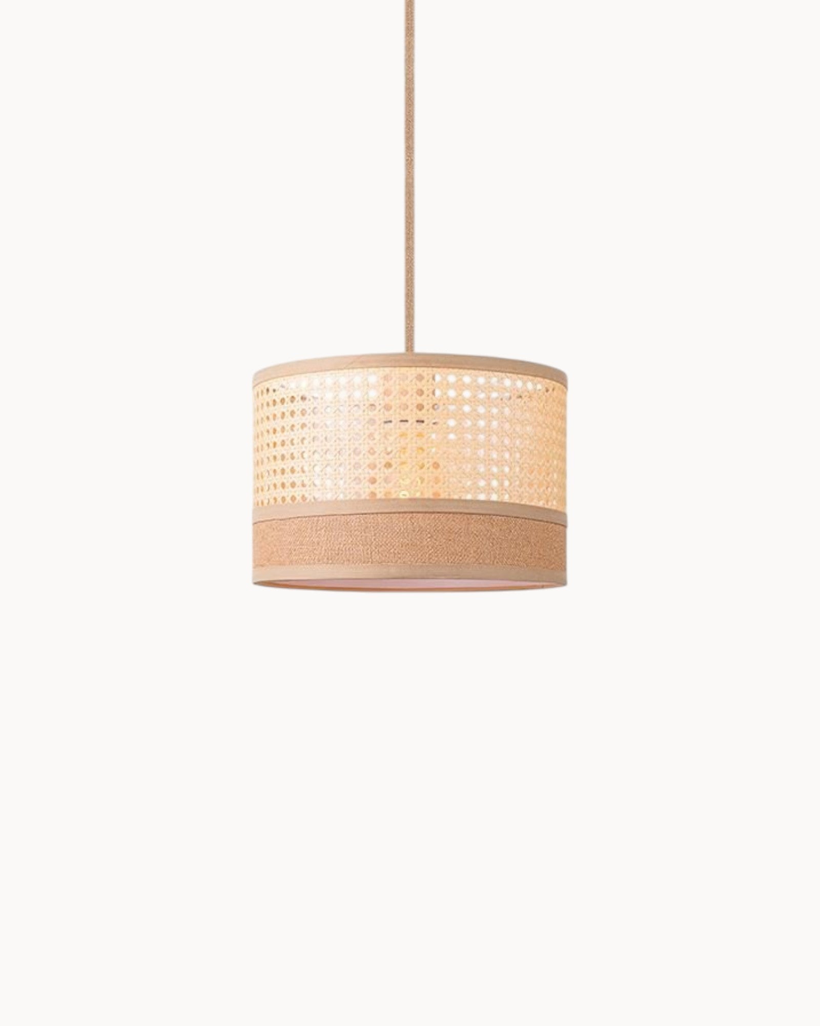 Rieten hanglamp - natuurlijk rotan & katoen - 30x30x127cm