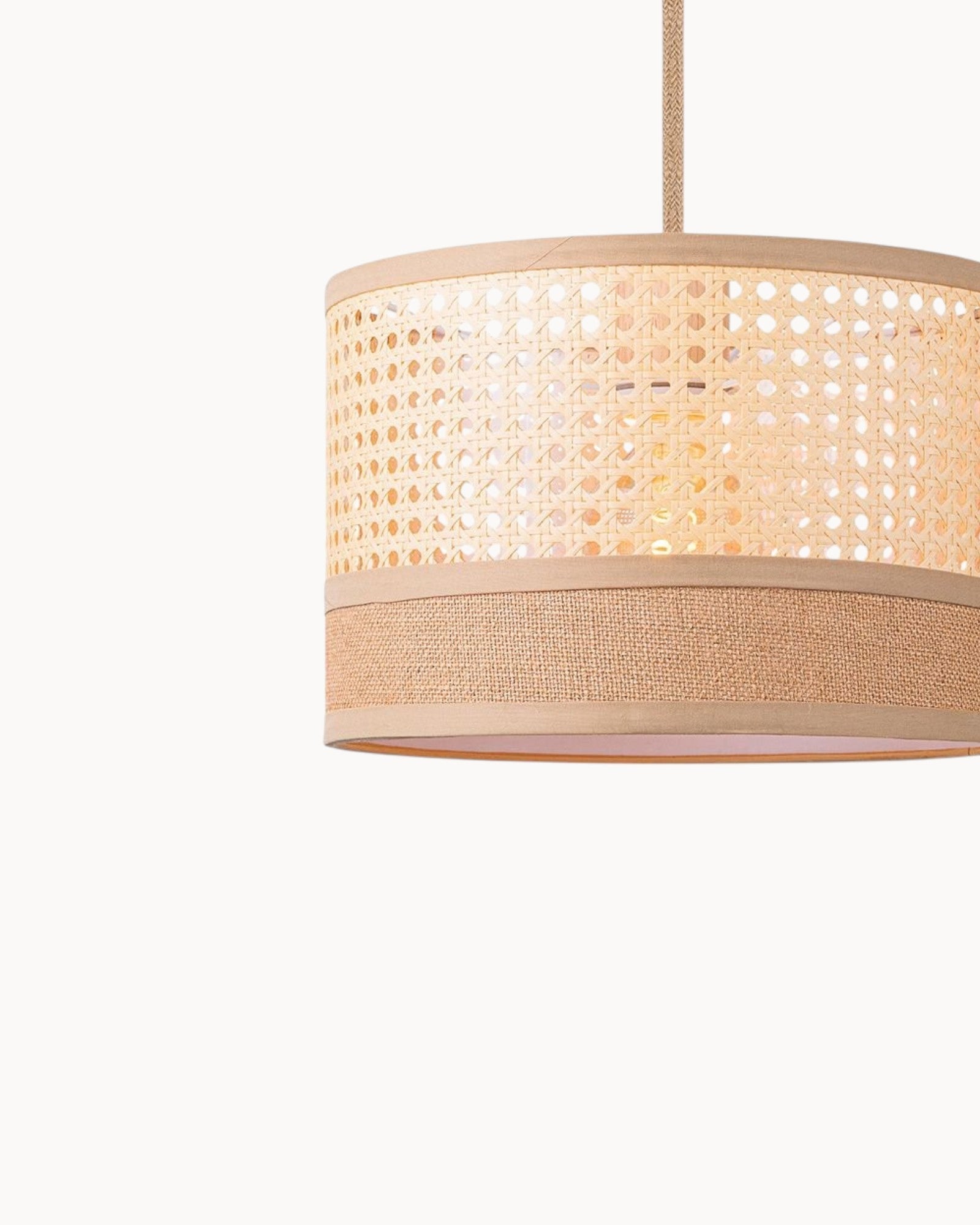 Rieten hanglamp - natuurlijk rotan & katoen - 30x30x127cm
