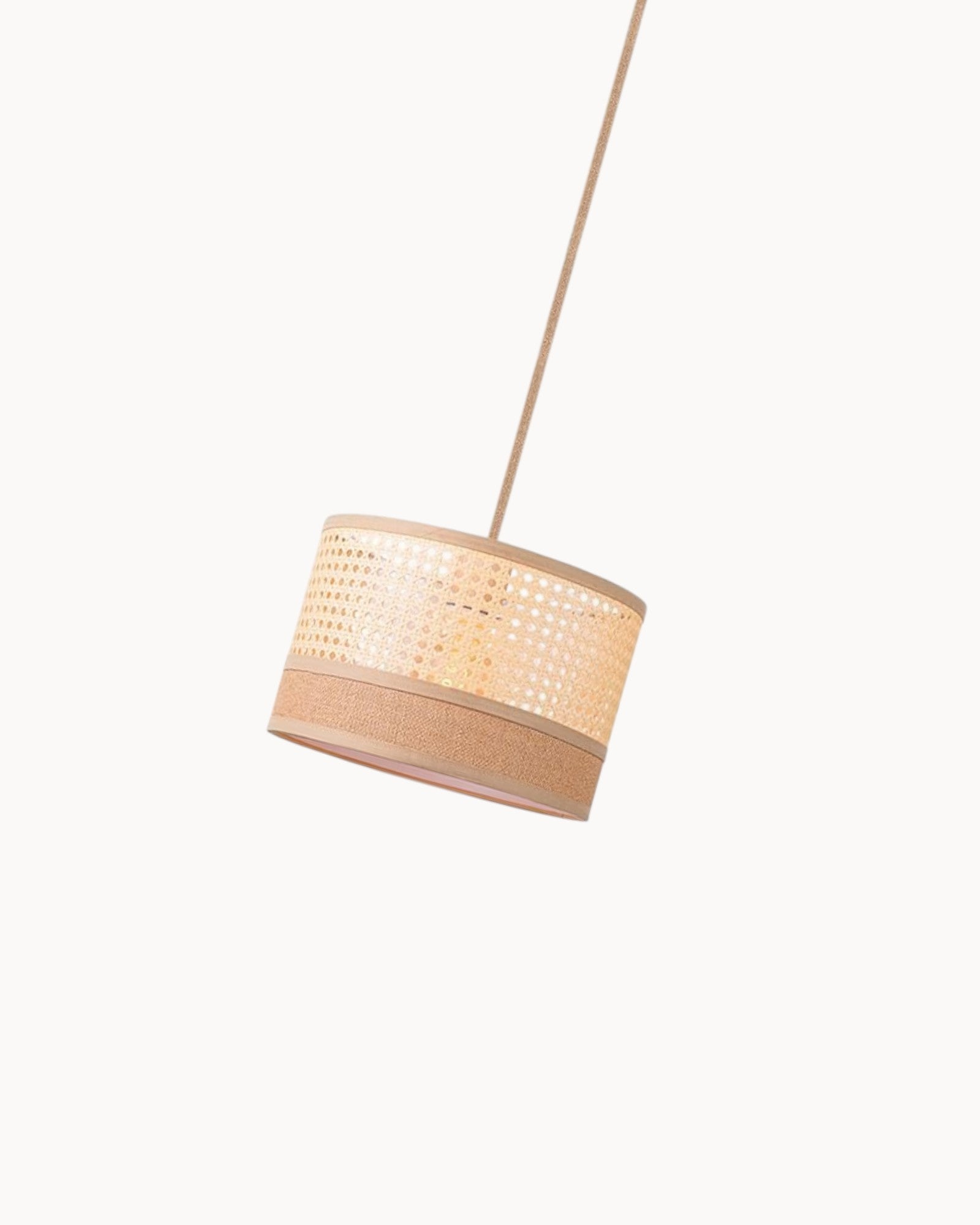 Rieten hanglamp - natuurlijk rotan & katoen - 30x30x127cm