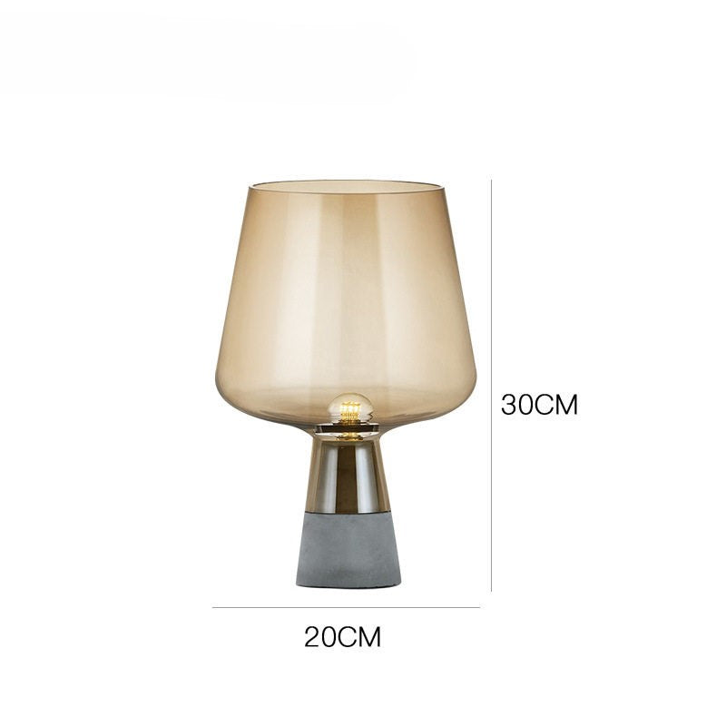 Moderne Minimalistische Tafellamp met Gerookt Glas en Betonvoet