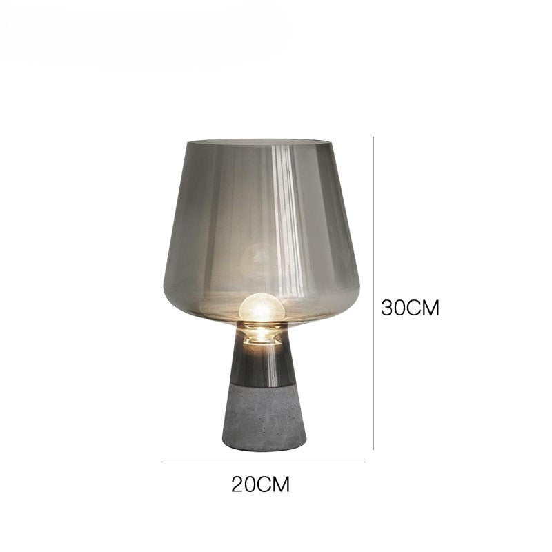 Moderne Minimalistische Tafellamp met Gerookt Glas en Betonvoet