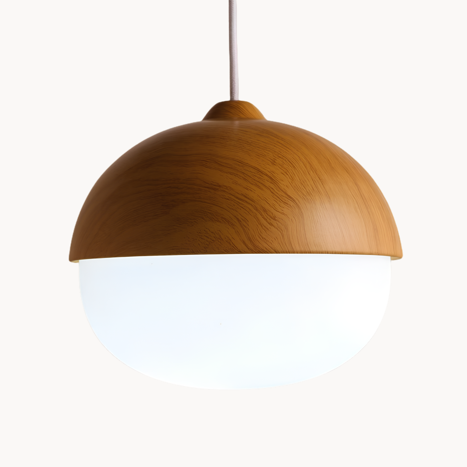 Modern Nut-Shaped Pendant Light – Decorative Hanging Lamp with Glass & Wood Look