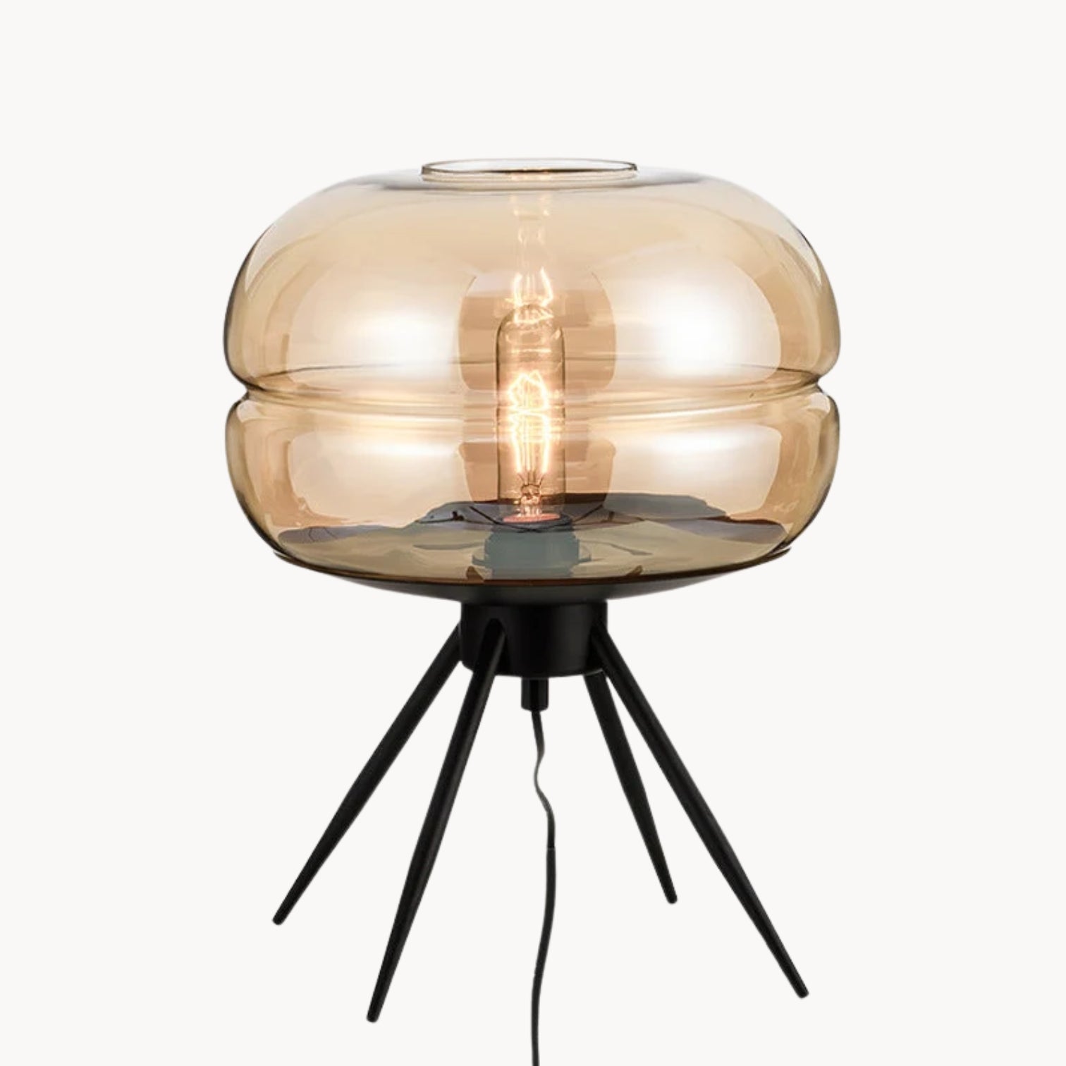 Modern Designer Table Lamp with Glass Shade in Scandinavian Style