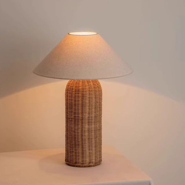 Wabi-Sabi rotan tafellamp in vintage stijl