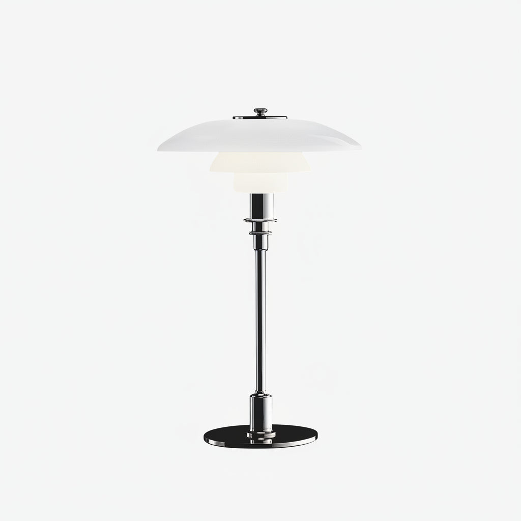 Moderne glazen tafellamp met 3-laags kap