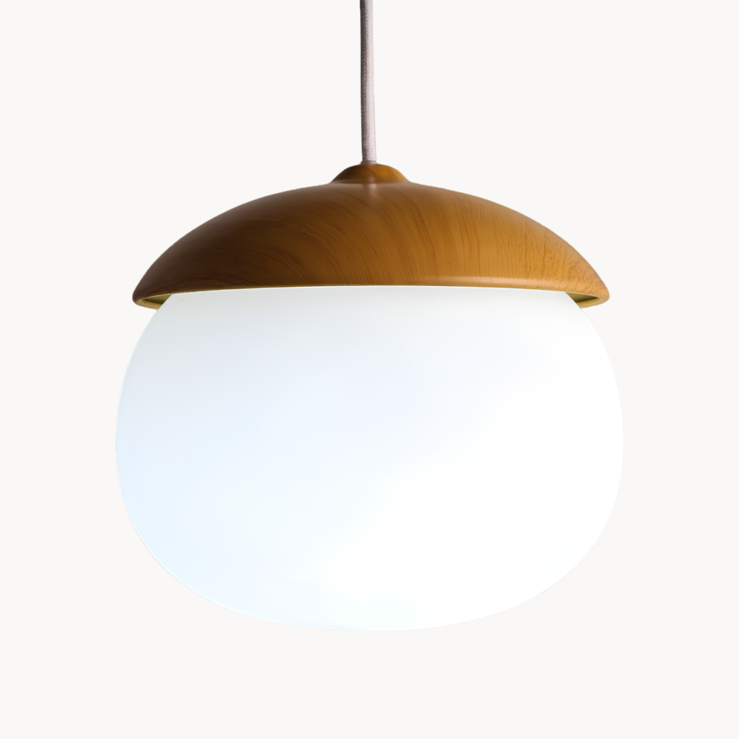 Modern Nut-Shaped Pendant Light – Decorative Hanging Lamp with Glass & Wood Look