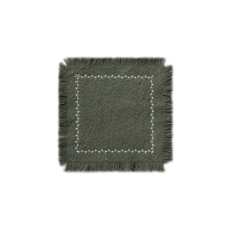 Embroidered Double-Layer Linen-Cotton Coaster and Tea Table Runner