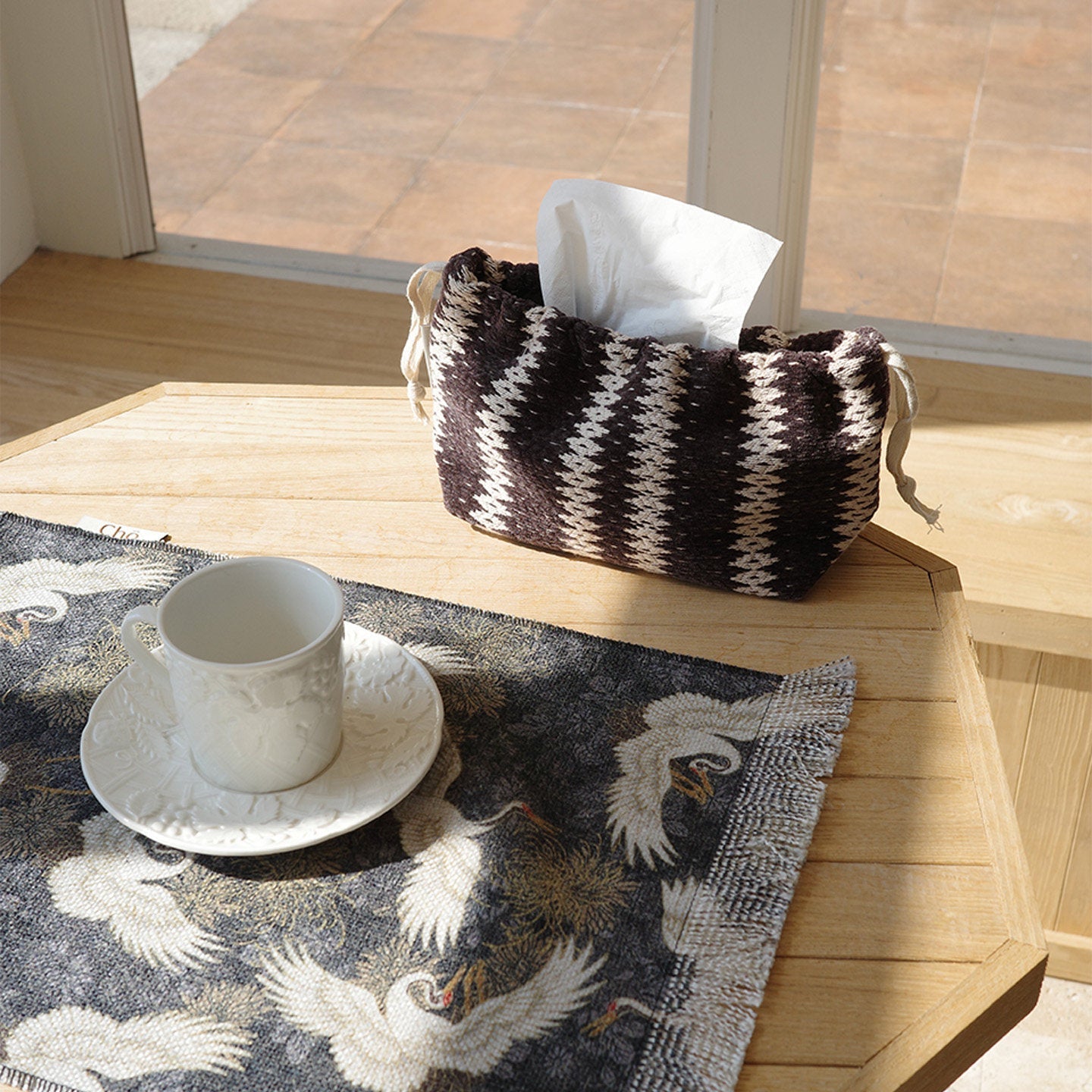 Vintage stoffen placemat en hittebestendige tafelmat